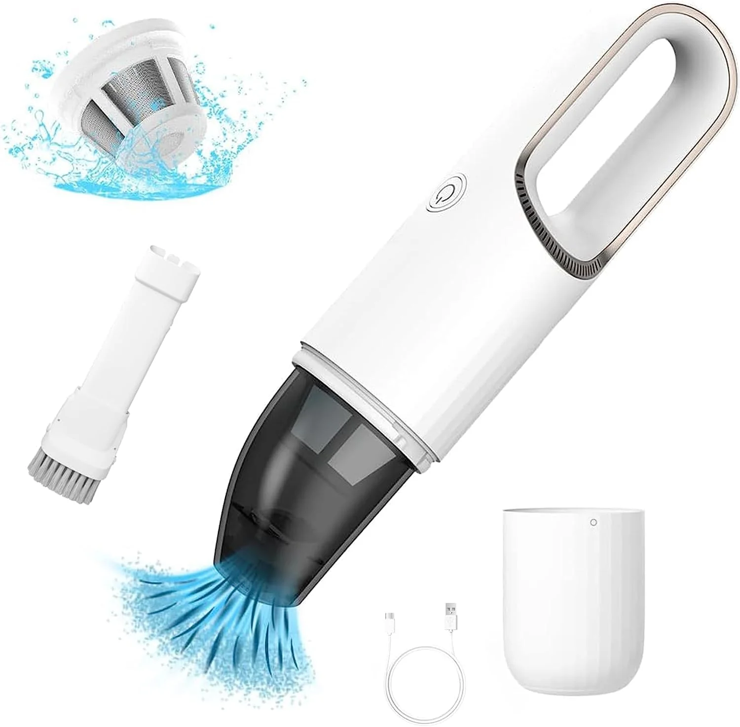 جاروبرقی خودرو LUMINS، جاروبرقی دستی کوچک و بی سیم، مکش قوی قابل تنظیم 10000pa، جاروبرقی بی سیم قابل حمل برای حیوانات خانگی، خودرو، منزل (سفید)