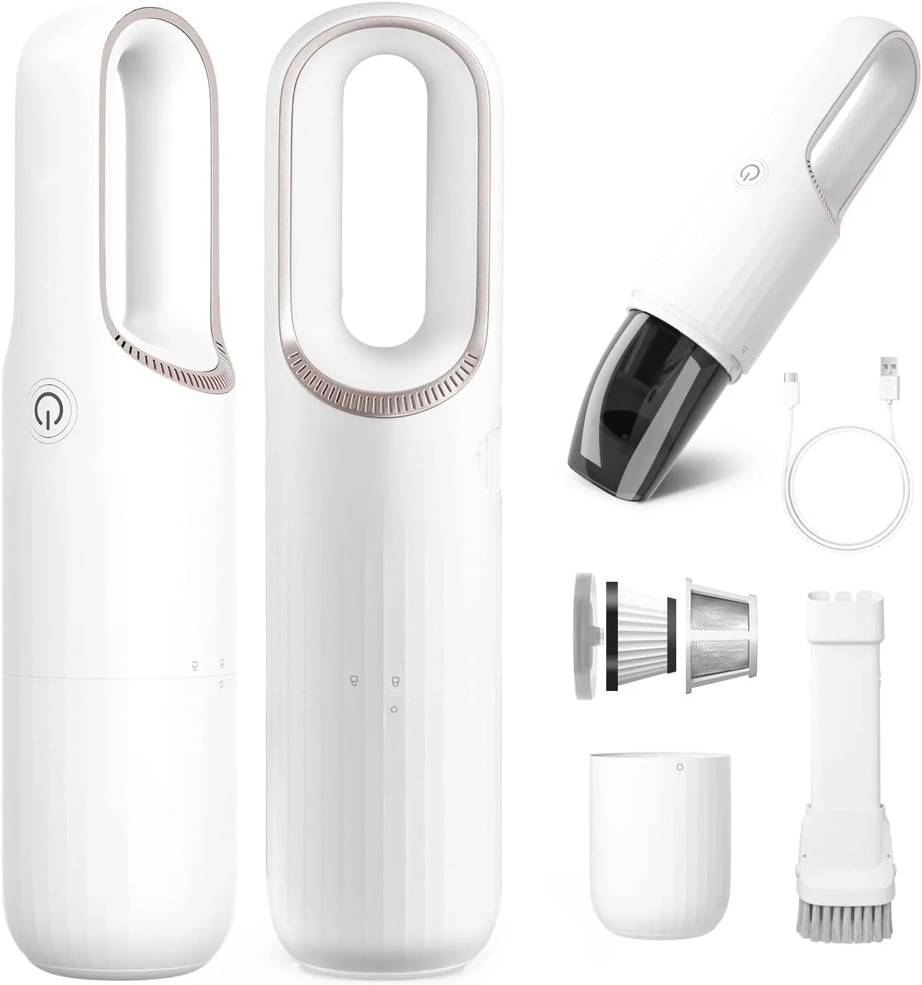 جاروبرقی خودرو LUMINS، جاروبرقی دستی کوچک و بی سیم، مکش قوی قابل تنظیم 10000pa، جاروبرقی بی سیم قابل حمل برای حیوانات خانگی، خودرو، منزل (سفید)