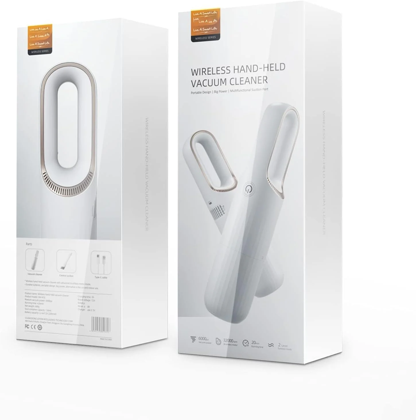 جاروبرقی خودرو LUMINS، جاروبرقی دستی کوچک و بی سیم، مکش قوی قابل تنظیم 10000pa، جاروبرقی بی سیم قابل حمل برای حیوانات خانگی، خودرو، منزل (سفید)