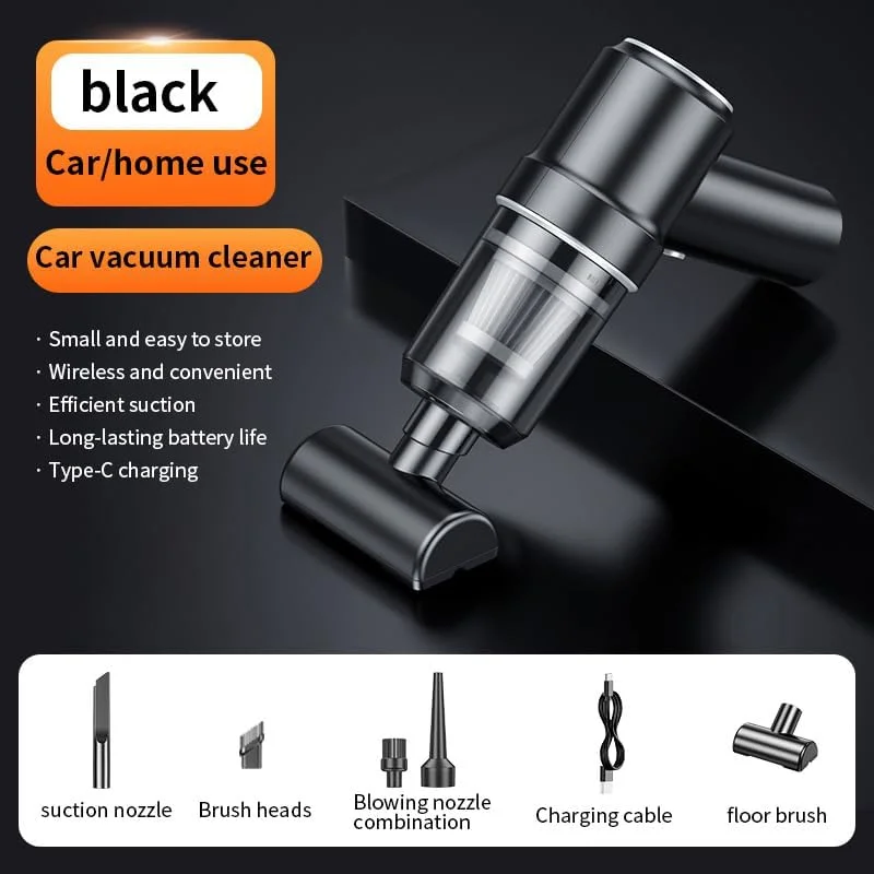 جاروبرقی کوچک دستی قابل حمل و ارتقا یافته 2024، گردگیر برقی و بی‌سیم با چراغ LED، جاروبرقی کوچک 2 در 1 قابل شارژ 4.5K PA برای خودرو، صفحه کلید و کامپیوتر