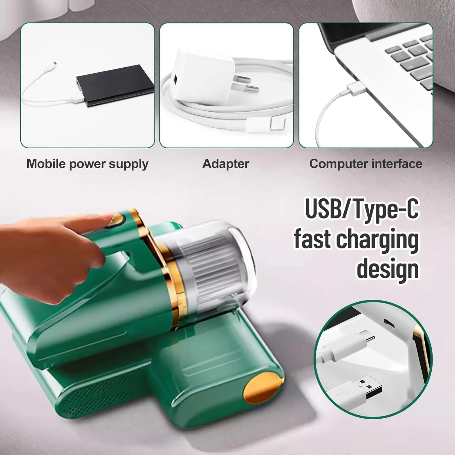 تمیز کننده کنه گرد و غبار تشک تخت، جاروبرقی بی سیم دستی، با لامپ میکروب کش UV، فیلتر قابل شستشو، تمیز کننده عمیق تشک، فیلتراسیون HEPA برای تمیز کردن تخت، مبل، فرش