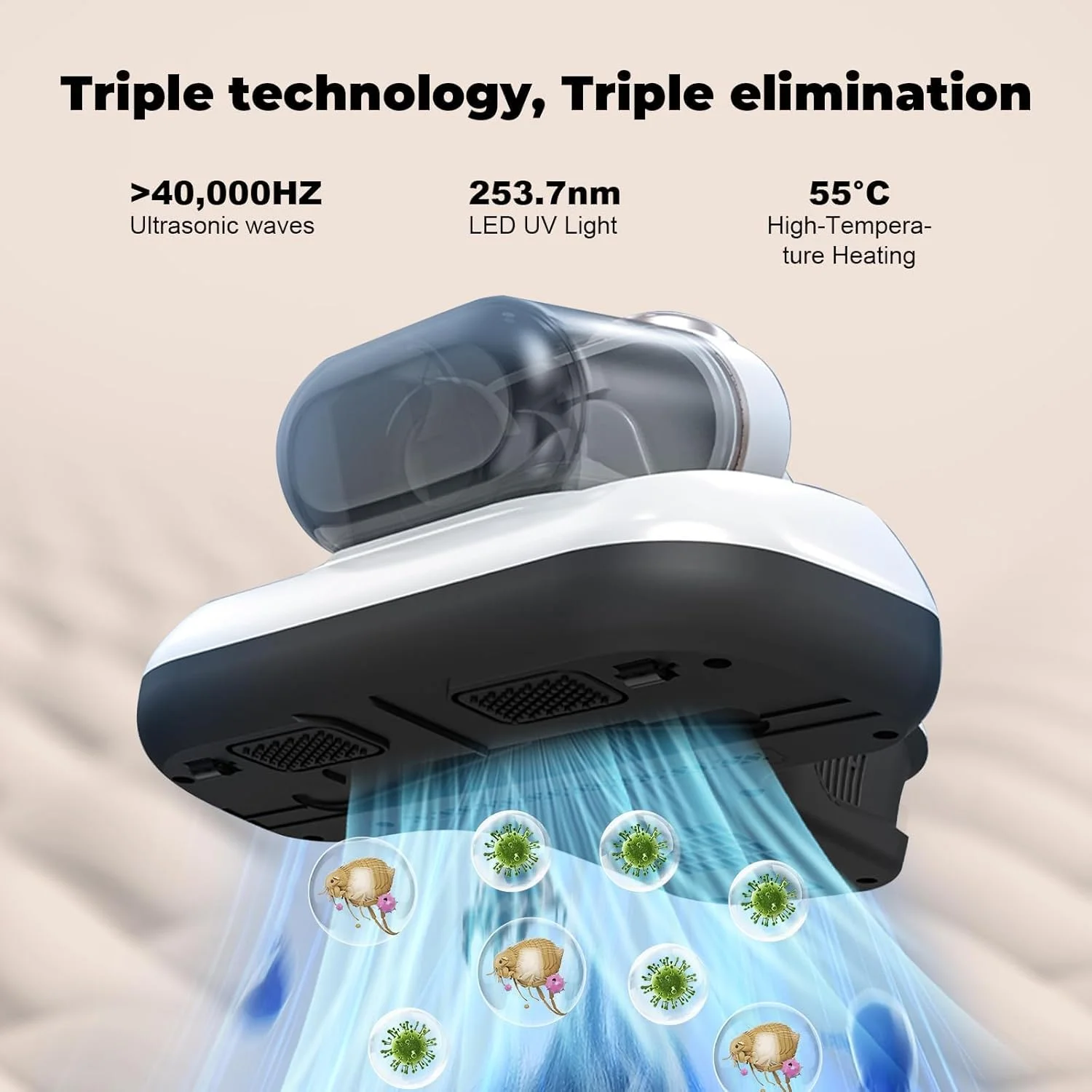 جاروبرقی تشک، جاروبرقی دستی UV-C با قدرت مکش 16Kpa، دارای دو محفظه گرد و غبار، فیلتر قابل شستشو، فناوری گرمایش بالا و UV برای تمیز کردن عمیق، بدون سیم جاروبرقی تشک، جاروبرقی دستی UV-C با قدرت مکش 16Kpa، دارای دو محفظه گرد و غبار، فیلتر قابل شستشو، فناوری گرمایش بالا و UV برای تمیز کردن عمیق، بدون سیم