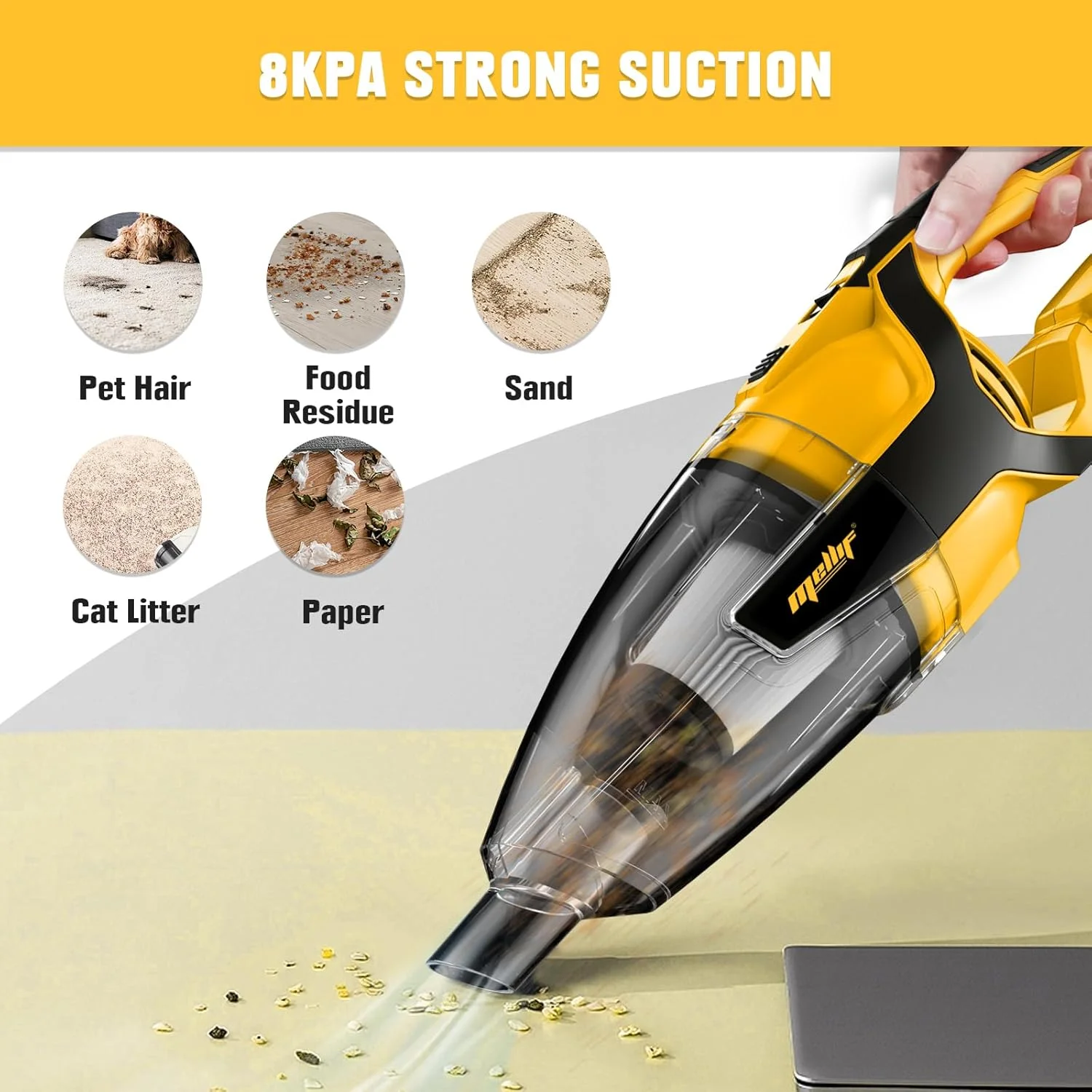 جاروبرقی دستی شارژی 120 واتی سازگار با باتری 20 و 60 ولت دیوالت (باتری شامل نمی شود) قابل حمل برای تمیز کردن موی حیوانات خانگی، فرش، کف سخت و ماشین