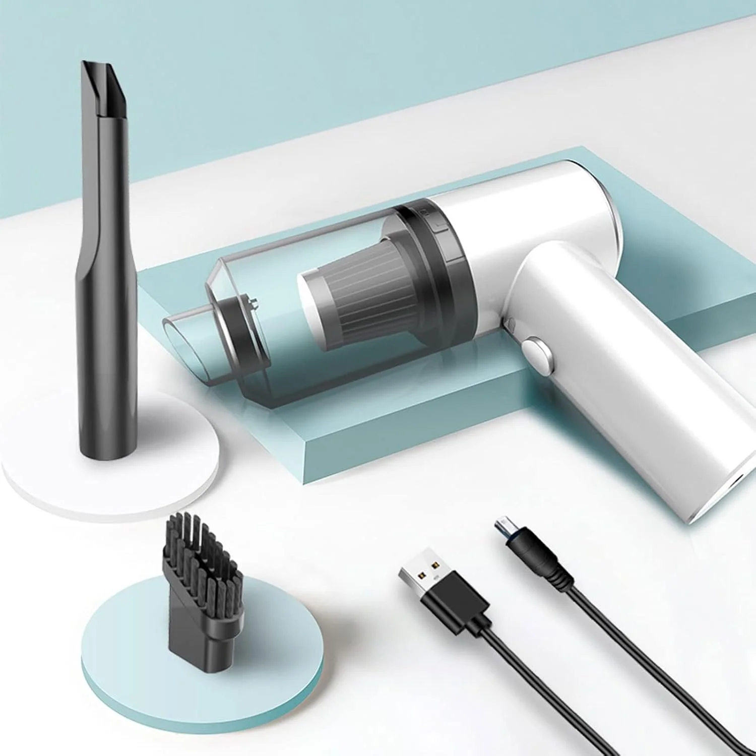 جاروبرقی های خانگی بی سیم، جاروبرقی قابل حمل خودرو با جاروبرقی دستی، دو منظوره خانگی و خودرو، مکش قوی 4500Pa، مینی تمیز کننده (Hortel)