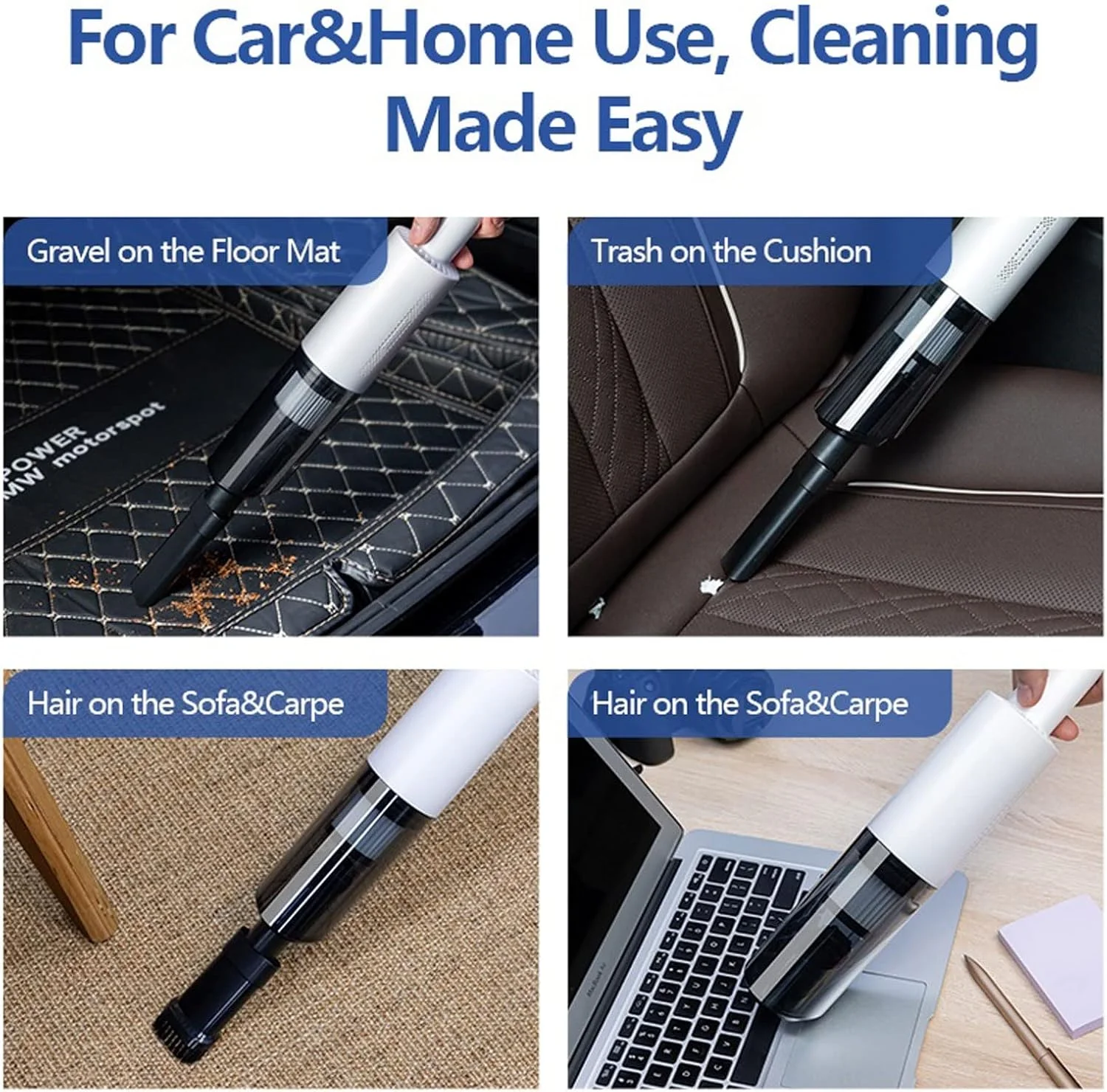 جاروبرقی بی سیم قابل حمل Nyyldr برای منزل و خودرو، با مکش قوی و کاربرد دوگانه (مشکی بی سیم)