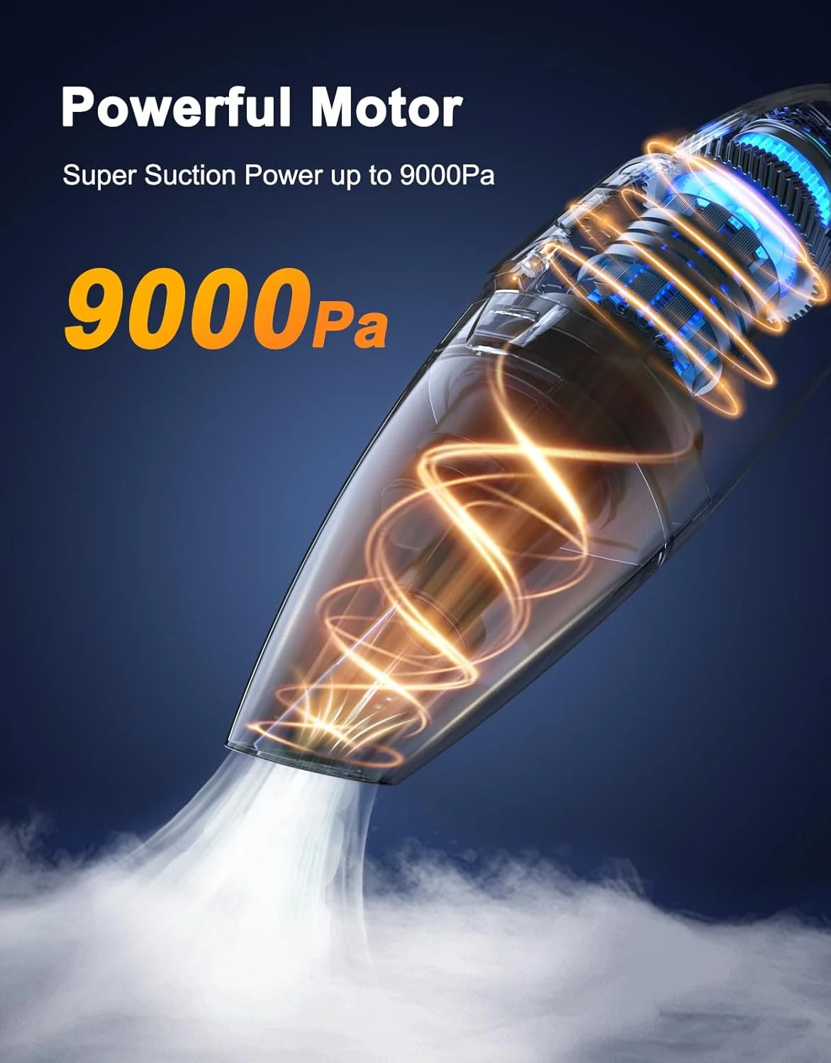 جاروبرقی دستی بی سیم قابل شارژ Otemly 9KPA - [پایه شارژ سریع 2 ساعته] جاروبرقی قابل حمل خودرو با مکش قوی و چراغ LED، 2 فیلتر HEPA، گرد و غبارگیر مرطوب و خشک برای خانه/خودرو/دفتر/حیوان خانگی