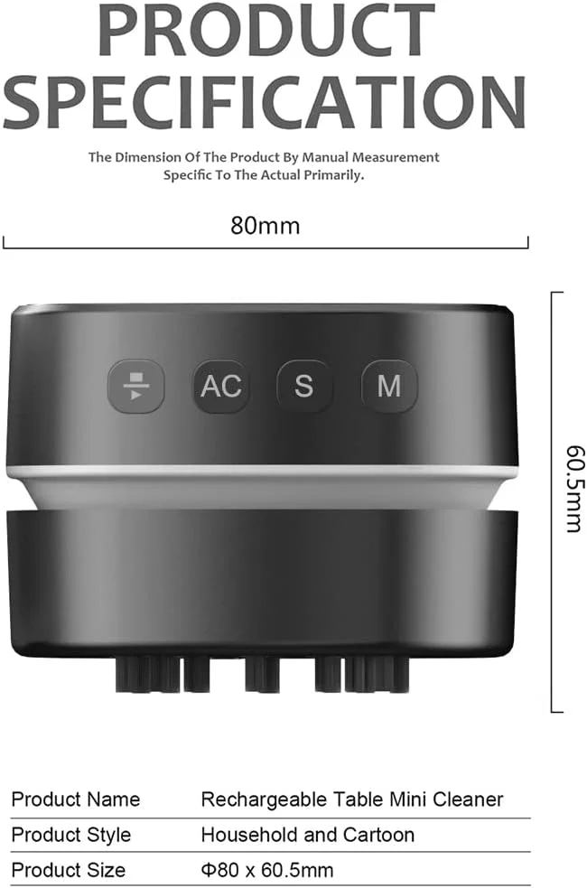 جاروبرقی رومیزی ODISTAR، جاروی گرد و غبار کوچک با تایمر دیجیتال، ماندگاری تا 400 دقیقه، چرخش 360 درجه برای تمیز کردن تراشه های لاستیکی، خرده های صفحه کلید، هدیه برای کودکان (مشکی)