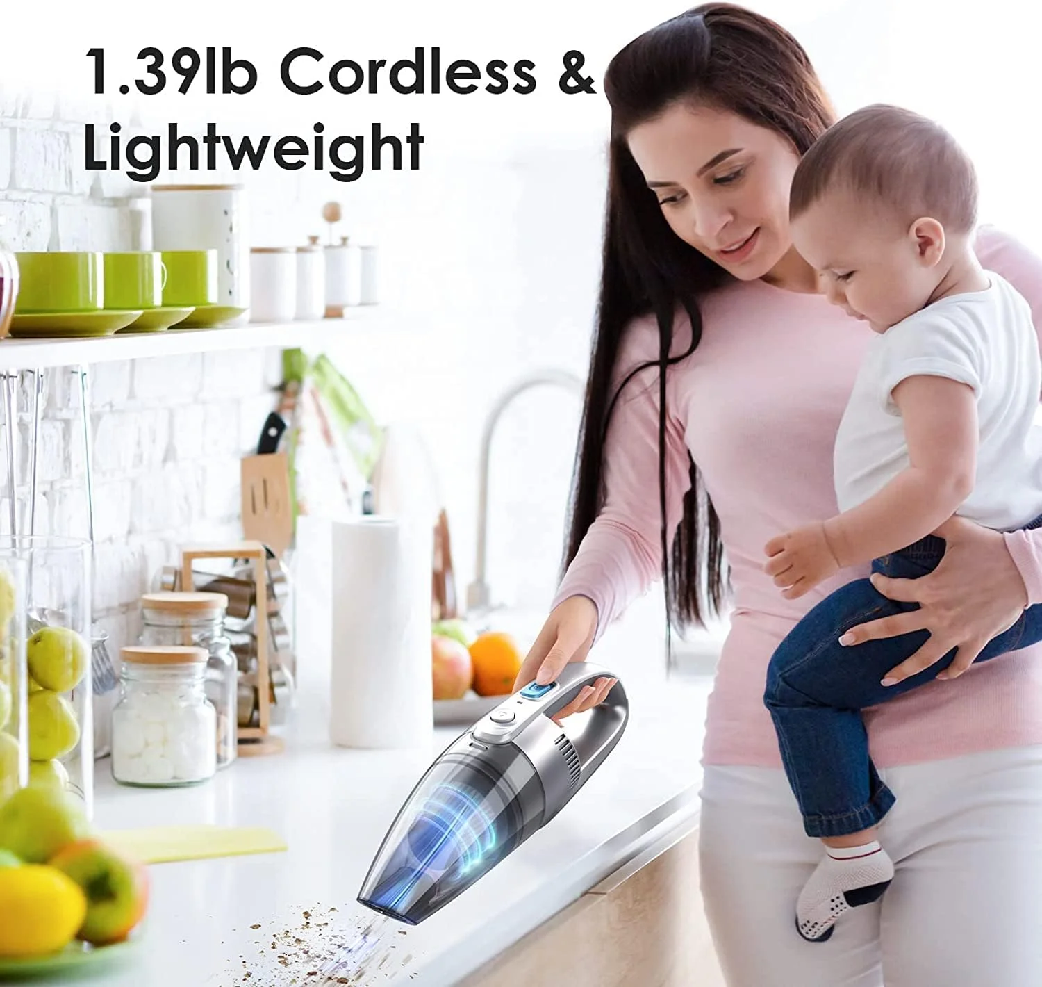 جاروبرقی شارژی اورایمو مناسب برای خانه و ماشین، جاروبرقی کوچک برای تخت و مبل، جاروبرقی دستی، قدرت مکش 5.5 کیلو پاسکال برای حذف گرد و غبار و موی حیوانات خانگی، سبک و قابل حمل