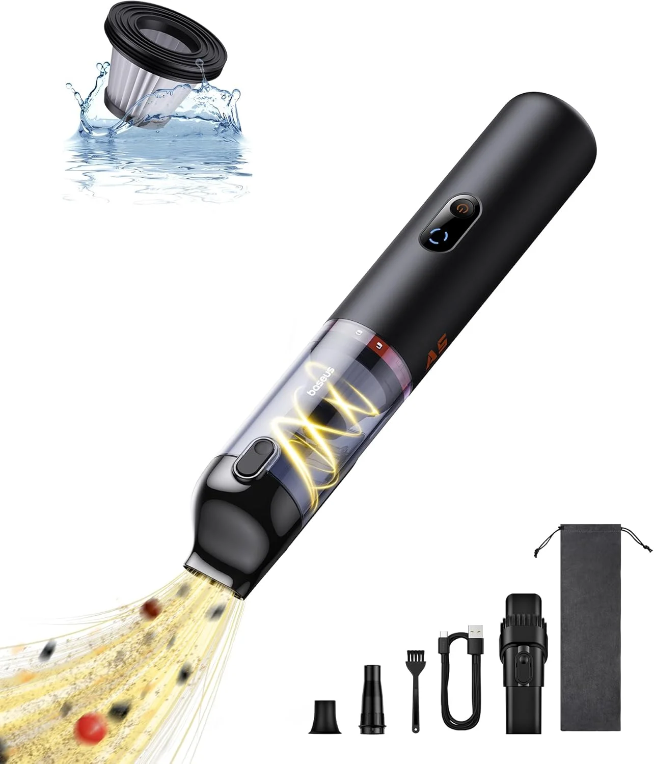 جاروبرقی خودرو با قدرت بالا، 16000 پاسکال، جاروبرقی قابل حمل و بی سیم با طراحی جداگانه گرد و غبار و هوا، شارژ سریع Type C 3 ساعته، جاروبرقی دستی کوچک برای موی سگ، خودرو، استفاده خانگی