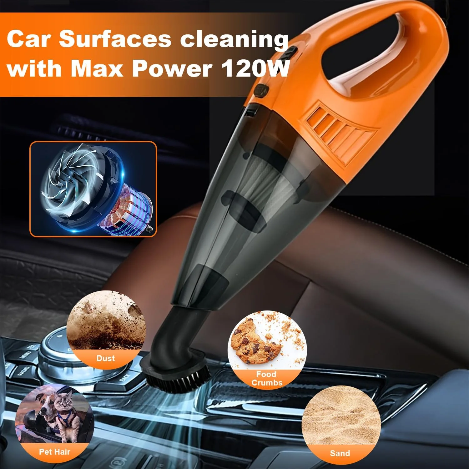 جاروبرقی فندکی خودرو - جاروبرقی دستی 12 ولت با قدرت بالا و سیم 5 متری - طراحی سبک وزن با لوازم جانبی متعدد - ایده آل برای تمیز کردن گرد و غبار و کثیفی خودرو، خانه یا محل کار