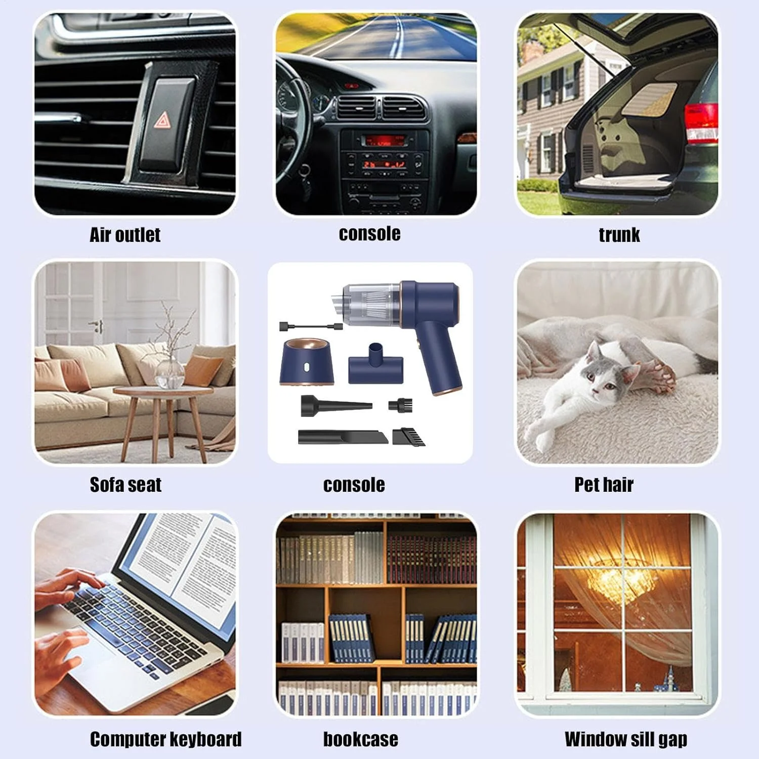 جاروبرقی خودرو قابل حمل بی سیم، جاروبرقی دستی بی سیم قابل شارژ، تمیز کننده کوچک بی سیم 120 وات با قدرت مکش بالا، لوازم نظافت برای خودرو، RV، قایق، مسافرت، خانه، حیوانات خانگی