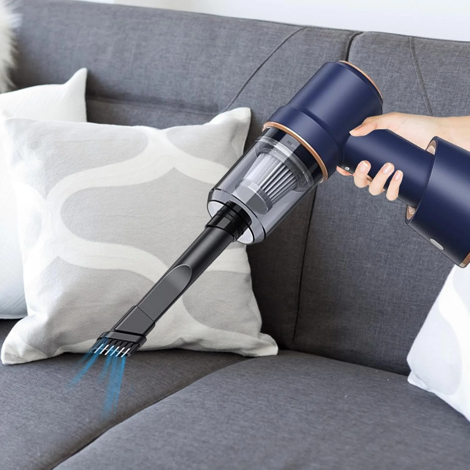 جاروبرقی خودرو قابل حمل بی سیم، جاروبرقی دستی بی سیم قابل شارژ، تمیز کننده کوچک بی سیم 120 وات با قدرت مکش بالا، لوازم نظافت برای خودرو، RV، قایق، مسافرت، خانه، حیوانات خانگی