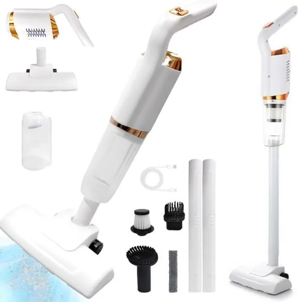 جاروبرقی کوچک خانگی قابل حمل 3 در 1، سفید، فیلتر HEPA، جاروبرقی دستی سبک وزن برای تمیز کردن خانه، دفتر، ماشین