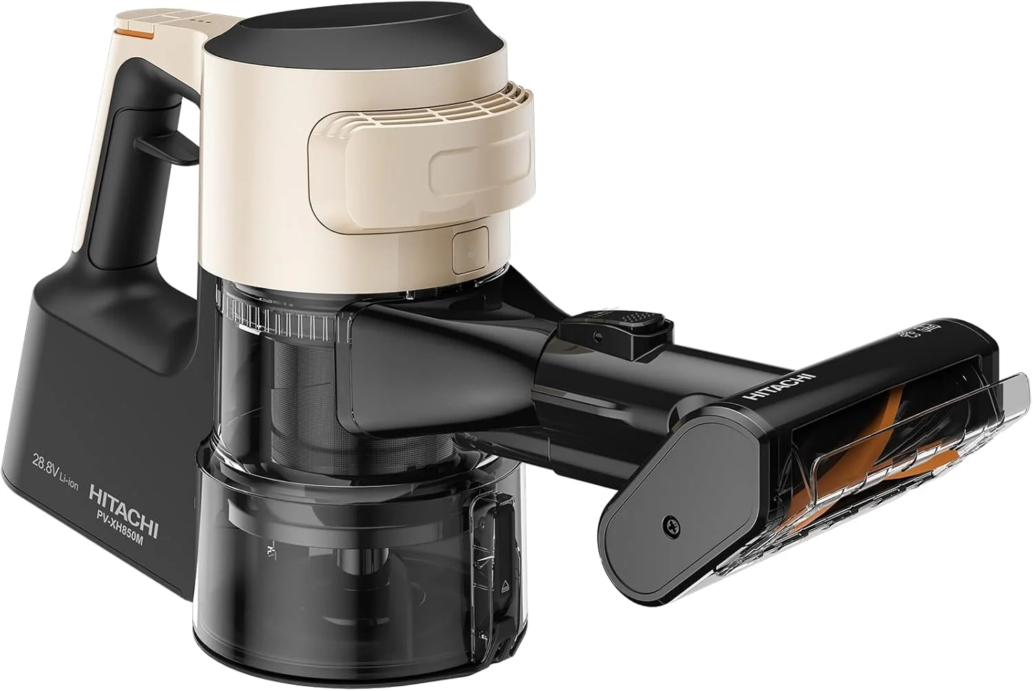 جاروبرقی شارژی قدرتمند هیتاچی، جاروبرقی عصایی و دستی 2 در 1 با باتری لیتیوم یونی 28.8 ولت، مکش قوی 210 وات، 60 دقیقه زمان کارکرد با تشخیص خودکار سطح، نمایشگر دیجیتال، PVXH850M