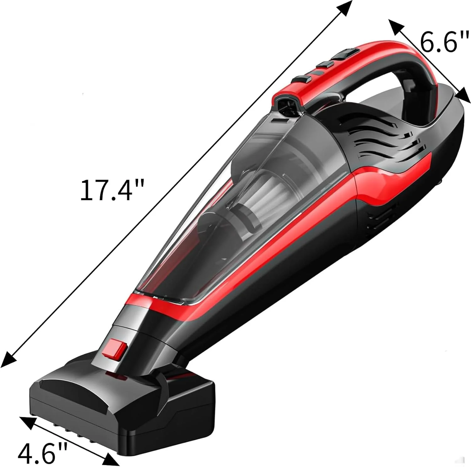 جاروبرقی دستی برای موی حیوانات خانگی، جاروبرقی خودرو قابل حمل بی سیم با فیلتر قابل استفاده مجدد و برس موتوری، جاروبرقی دستی بی سیم قابل شارژ برای فرش، مبل و پله، قرمز، 44.2 * 11.7 * 16.8 سانتی متر