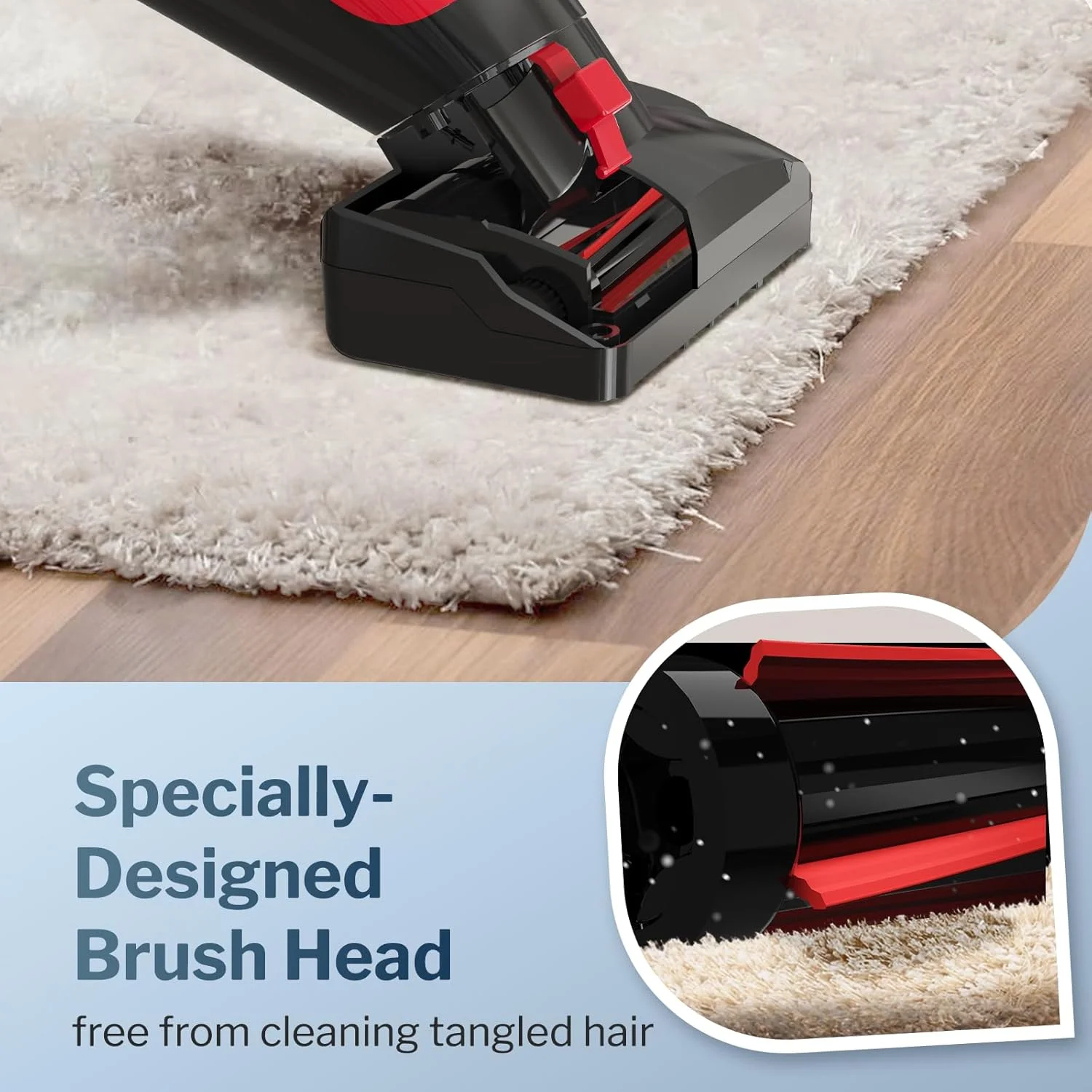 جاروبرقی دستی مخصوص موی حیوانات خانگی - جاروبرقی خودرو شارژی بی سیم، جاروبرقی دستی مجهز برای فرش، مبل، پله ها، جاروبرقی دستی قدرتمند بی سیم با برس موتوری، قرمز (PL8726)