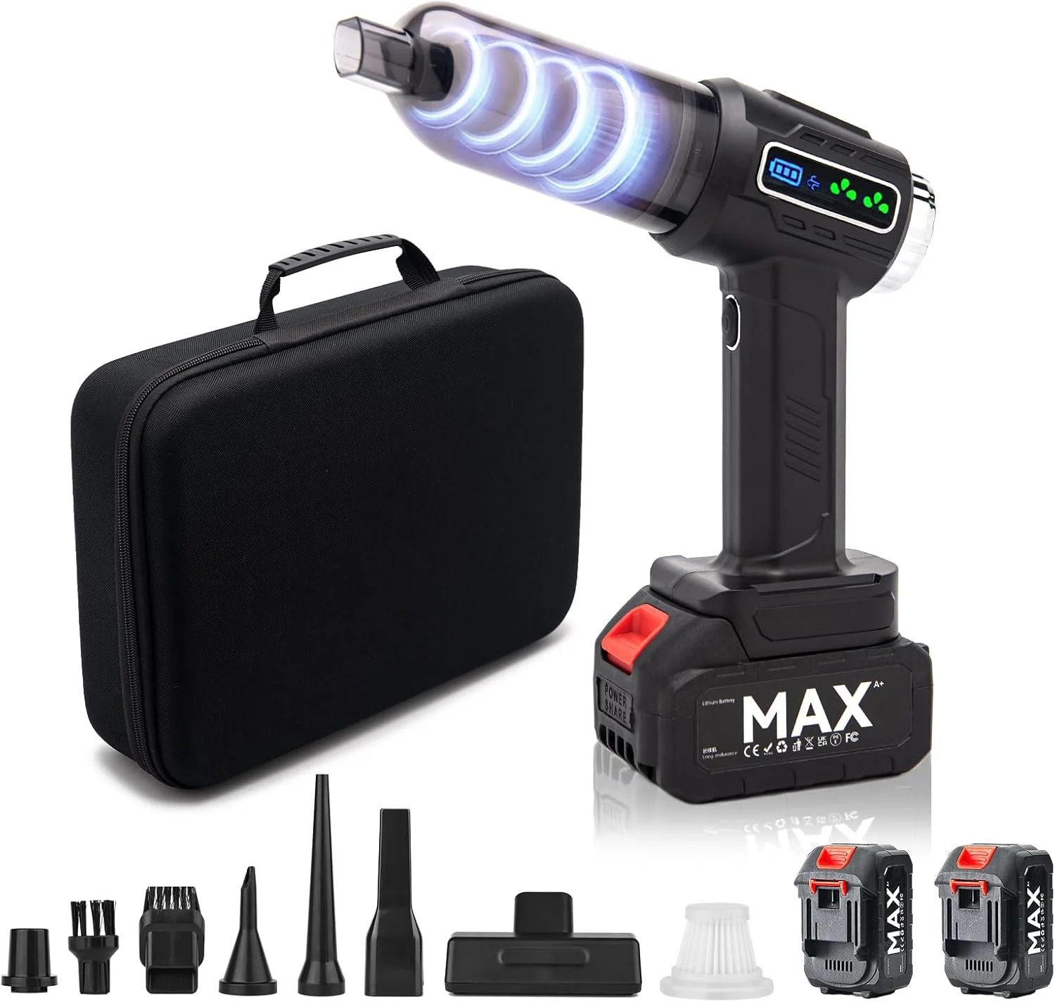 جاروبرقی دستی خودرو، جاروبرقی بی سیم پرقدرت با نمایشگر دیجیتال، مناسب برای خانه، خودرو، دفتر و غیره