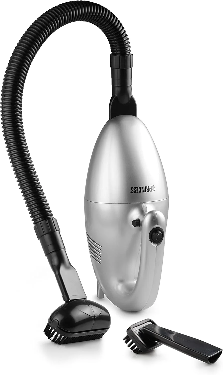 جاروبرقی دستی جمع و جور پرنسس 332757 مدل Turbo Tiger - مناسب برای خانه، ماشین و کاروان، نقره ای