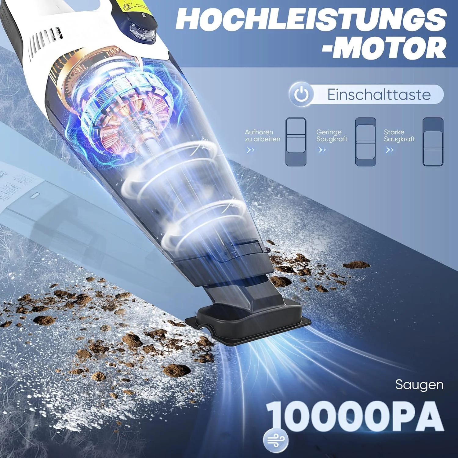 جاروبرقی خودرو Saker، جاروبرقی بی‌سیم و قابل حمل با قدرت مکش 7000PA، موتور براشلس پرقدرت، چراغ LED، وزن سبک و ظرفیت 0.6 لیتر مناسب برای خانه و خودرو