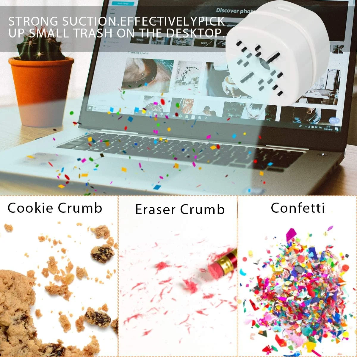 جاروبرقی کوچک و قابل حمل رومیزی، تمیز کننده گرد و غبار بی سیم، قابل شارژ برای لپ تاپ، صفحه کلید کامپیوتر، برس های تمیز کننده اداری، ماشین، خانه و حیوانات خانگی