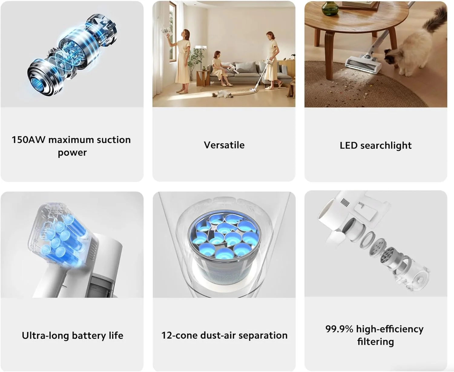 جاروبرقی شیائومی G20 – مکش قدرتمند 150AW، زمان کارکرد 60 دقیقه، برس LED، فیلتراسیون 12 سیکلون، بازده حذف گرد و غبار 99.9% جاروبرقی شیائومی G20 – مکش قدرتمند 150AW، زمان کارکرد 60 دقیقه، برس LED، فیلتراسیون 12 سیکلون، بازده حذف گرد و غبار 99.9%