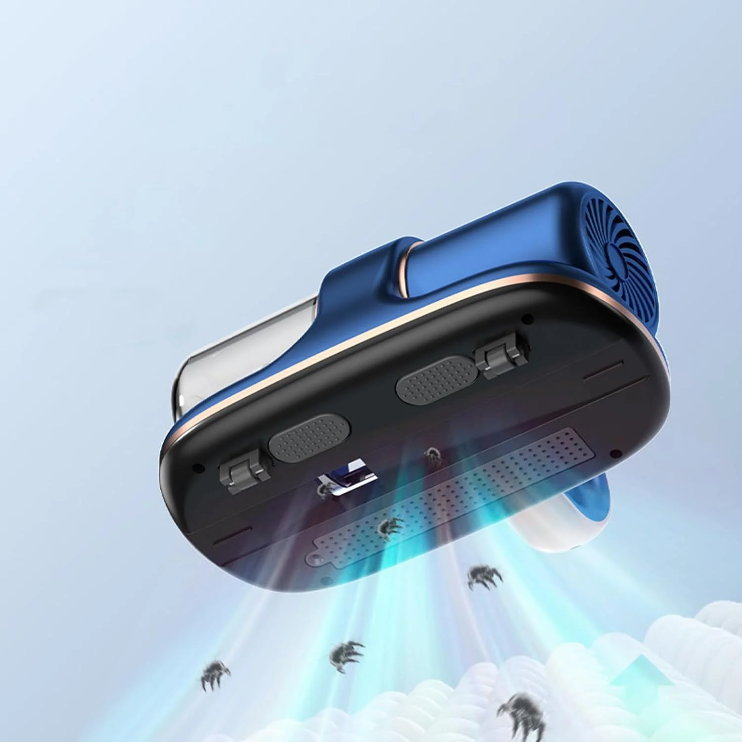 جاروبرقی دستی بی‌سیم تزویق، مکش قوی 13000 پاسکال و صدای کم، نور فرابنفش، قابل شستشو برای تمیز کردن تشک، بالش، مبل و فرش (آبی)