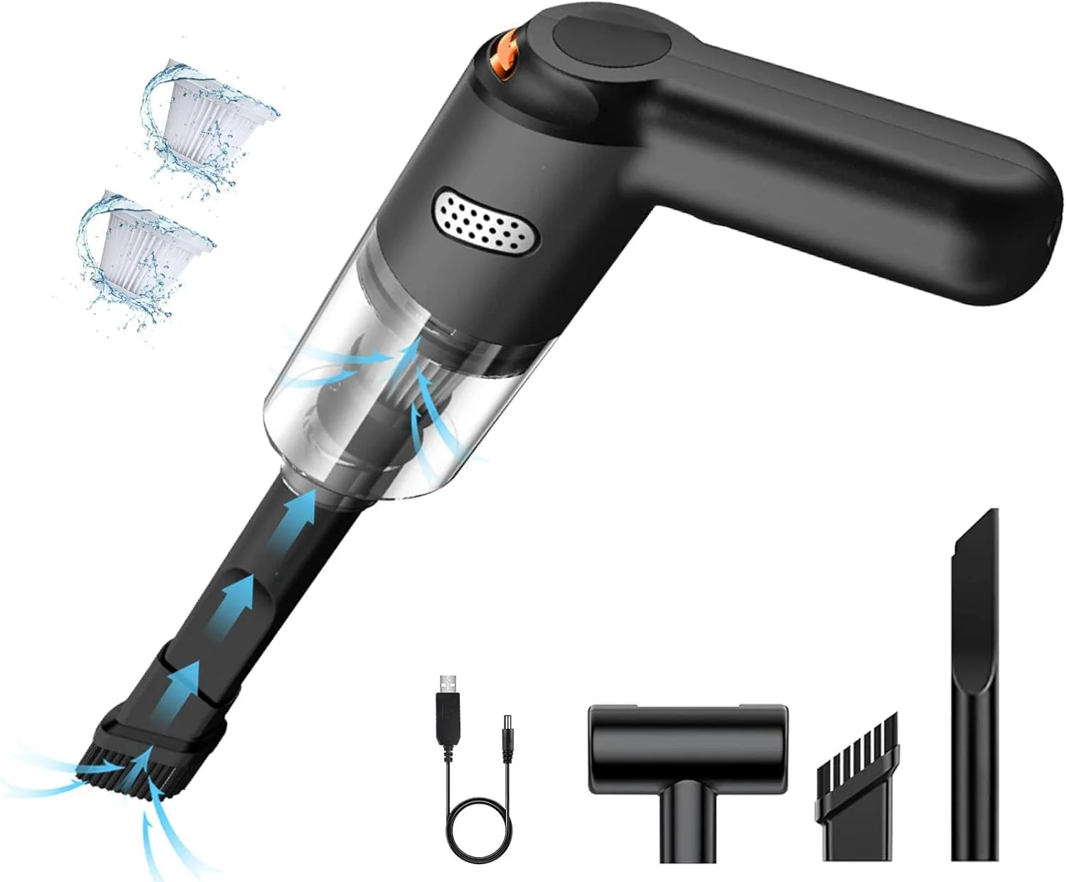 جاروبرقی دستی خودرو TERRIFI، جاروبرقی دستی بی سیم با صدای کم، جاروبرقی قابل حمل شارژی خودرو، مکش قدرتمند 10000PA برای مسافرت، خودروهای کمپر و خانه