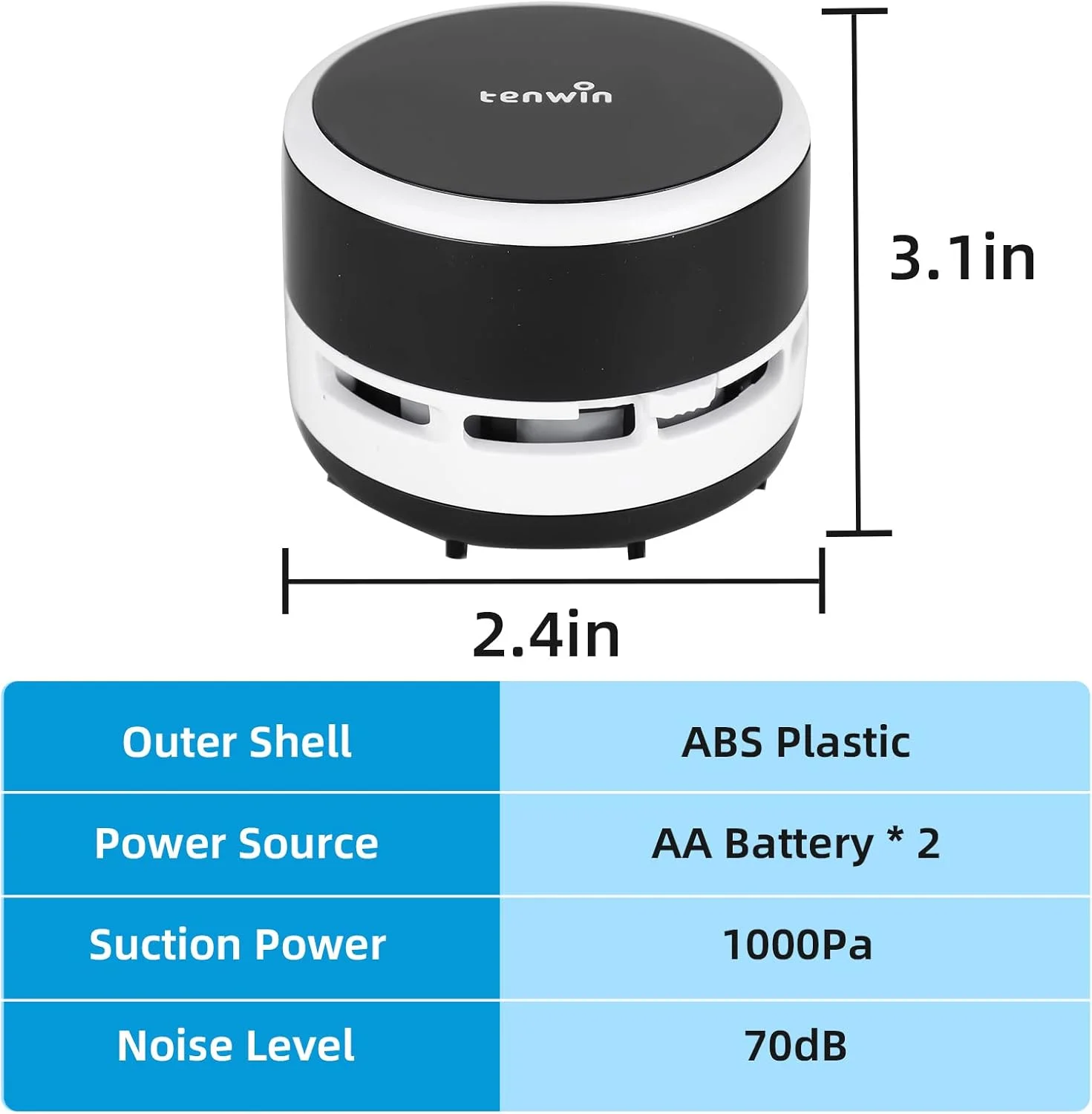 جاروبرقی کوچک، جاروبرقی رومیزی قابل حمل بی سیم، جاروبرقی دستی با باتری، کم صدا و مکش قوی برای خانه/دفتر/مدرسه/ماشین/کیبورد (باتری شامل نمی شود)