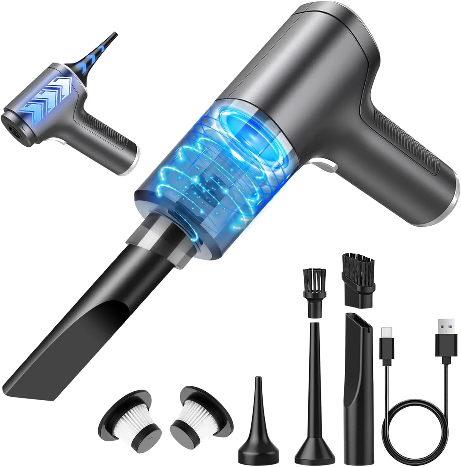 جاروبرقی دستی بی سیم قابل حمل کوچک TENGWUDZ با دمنده، سبک و قدرتمند برای تمیز کردن خانه و ماشین