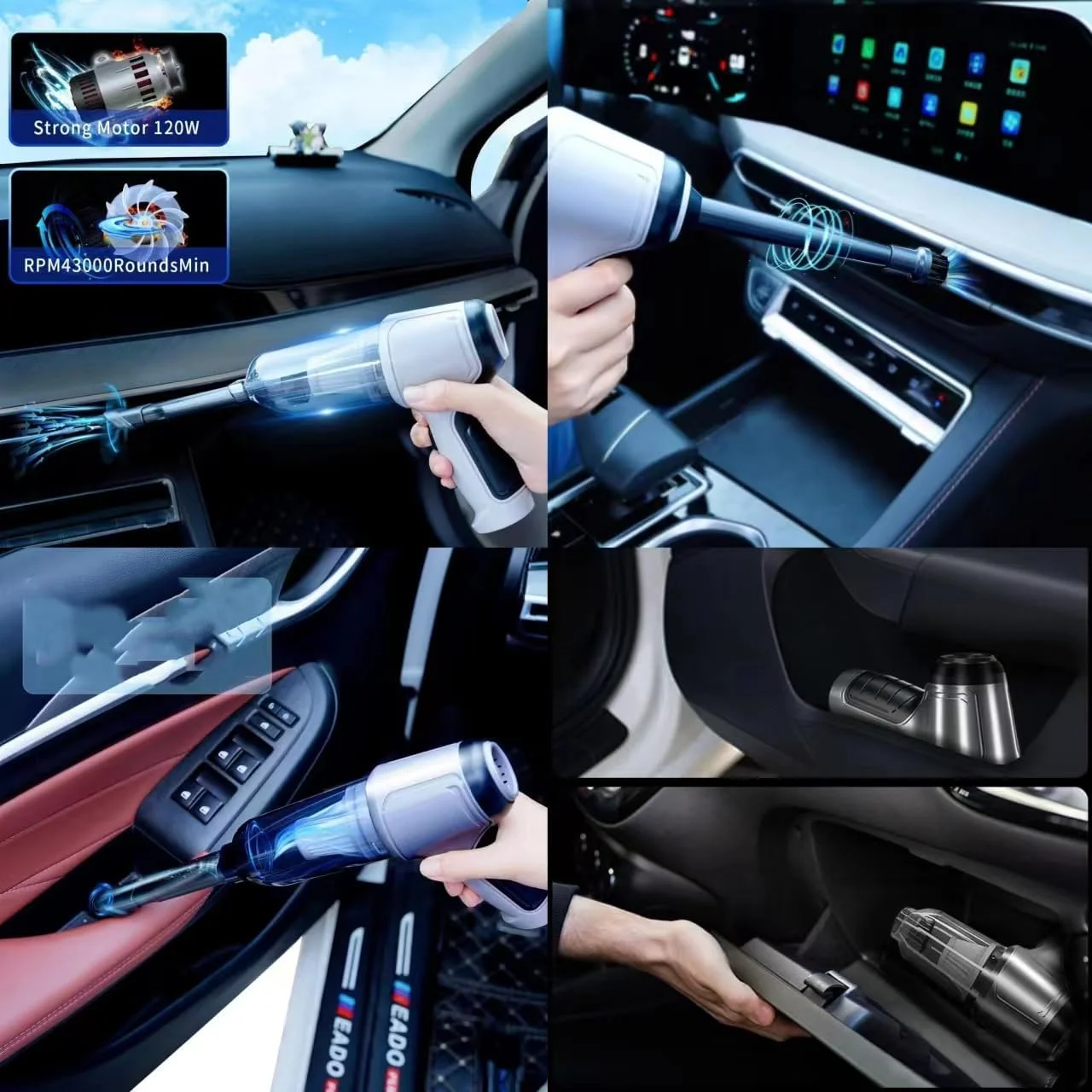 جاروبرقی شارژی بی‌سیم دستی 3 در 1 TDOO، جاروبرقی شارژی بی‌سیم پرقدرت 19000PA، دارای 2 فیلتر قابل شستشو و موتور براشلس مکش قوی، برای تمیز کردن ماشین، خانه و محل کار