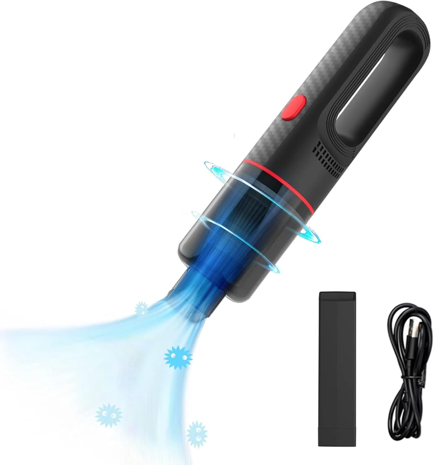 جاروبرقی کوچک و قابل حمل خودرو TERRIFI، مکش 10000Pa، جاروبرقی دستی برای تمیز کردن سریع، جاروبرقی شارژی بدون سیم، مناسب برای خودرو، خانه و دفتر