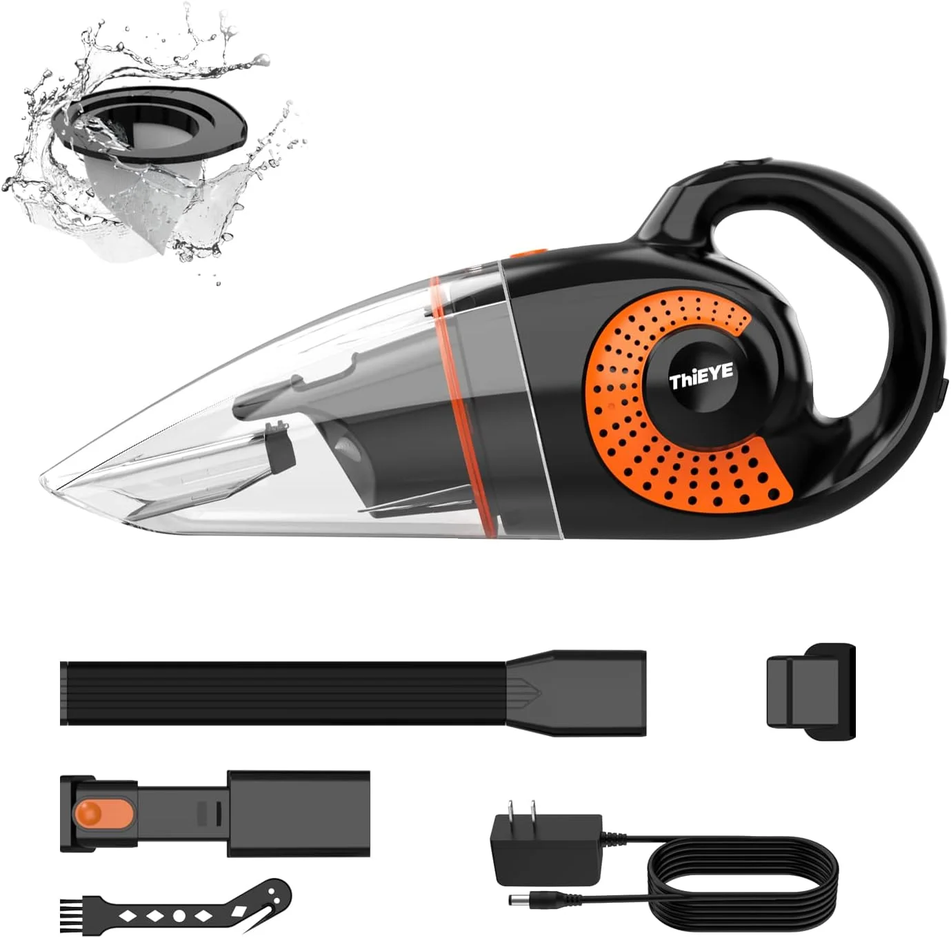 جاروبرقی دستی بی سیم ThiEYE، مکش قوی 13 کیلو پاسکال، جاروبرقی قابل حمل و شارژی برای خانه، دفتر و ماشین، نارنجی