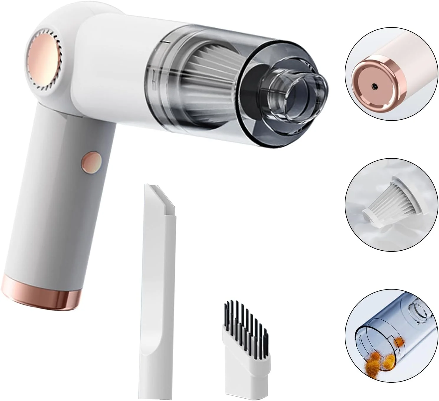 جاروبرقی خودرویی تاشو با نازل مکش 2 در 1، جاروبرقی کوچک دستی بی سیم قابل حمل، جمع کننده گرد و غبار خانگی قابل شارژ USB