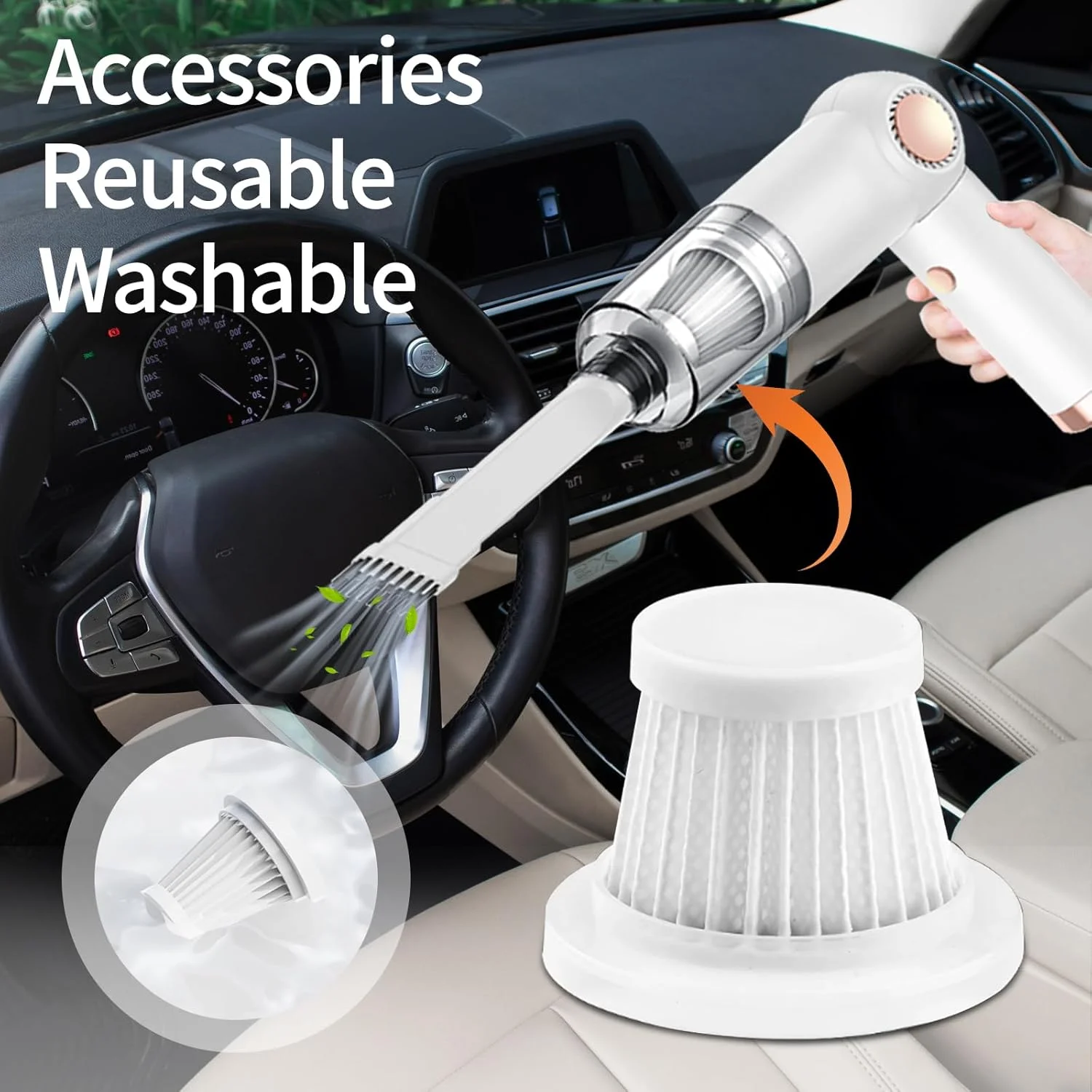 جاروبرقی خودرویی تاشو با نازل مکش 2 در 1، جاروبرقی کوچک دستی بی سیم قابل حمل، جمع کننده گرد و غبار خانگی قابل شارژ USB