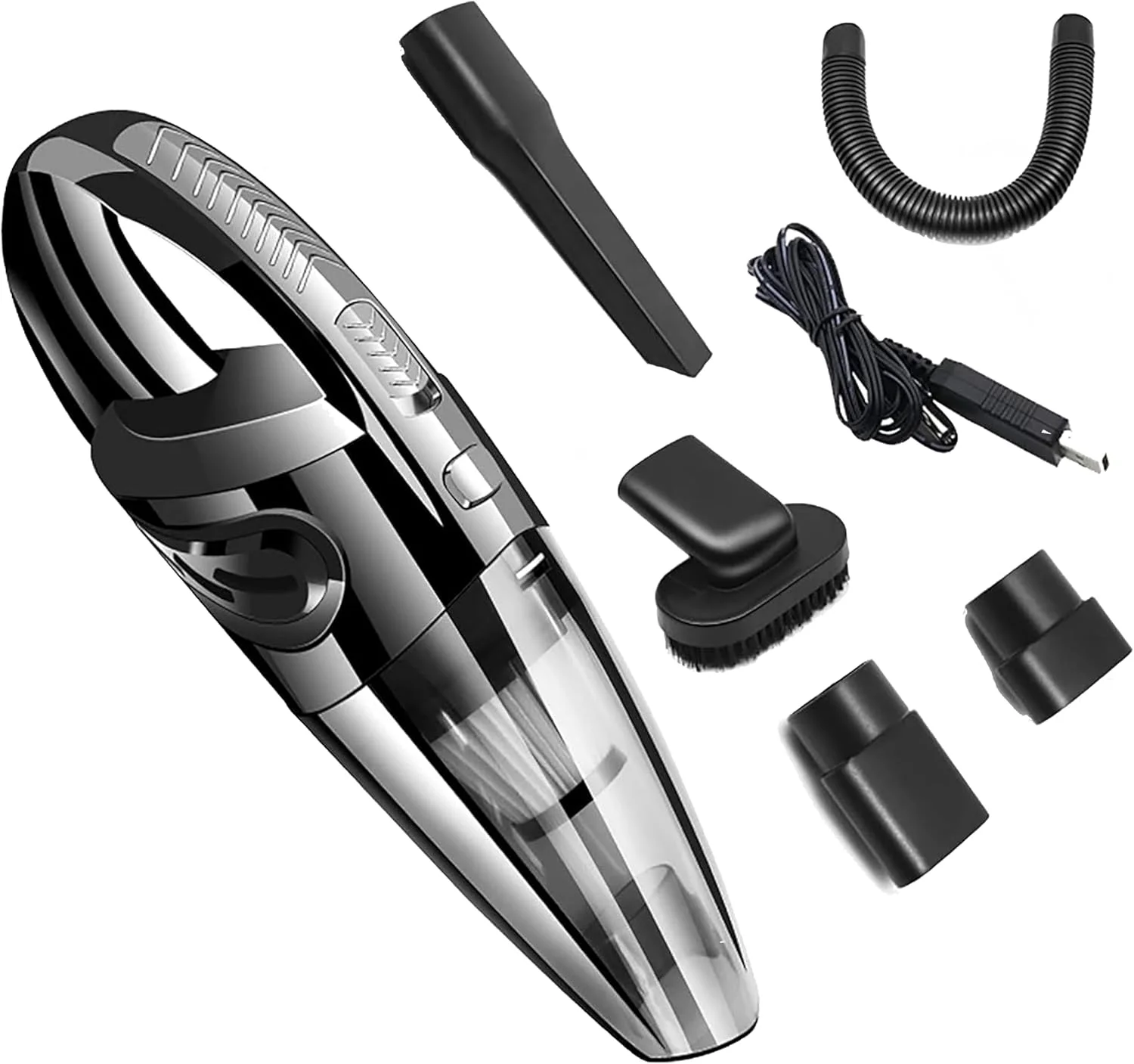 جاروبرقی خودرو توشیونیکس، مکش سایکلون 4000Pa، 12 ولت 120 وات بی سیم و قابل شارژ، فیلتر استیل ضد زنگ و HEPA، سبک وزن دستی برای تمیز کردن مرطوب/خشک، موی حیوانات خانگی، خانه/خودرو، سیم 16.4 فوت