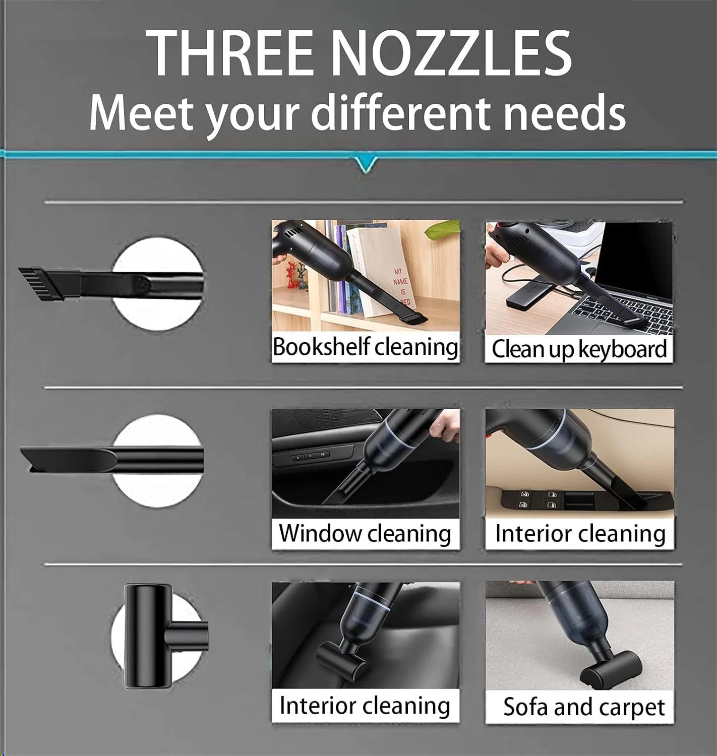 جاروبرقی دستی بی سیم Tooetoy، جاروبرقی دستی با مکش فوق العاده 8000PA، جاروبرقی بی سیم قابل شارژ مخصوص خودرو، سبک وزن مناسب برای مصارف خانگی/حیوانات خانگی/خودرو