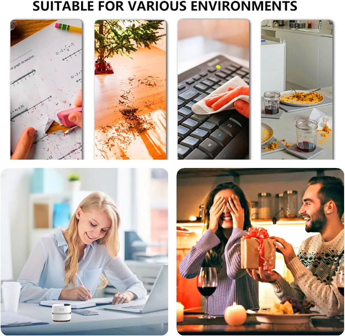 جاروبرقی رومیزی TRZLIFE، جاروبرقی کوچک رومیزی با جزئیات بهبود یافته، قابل شارژ، بادوام تر، مکش قوی برای خرده ریزه ها روی میز، کشو و پیشخوان، هدیه ای عالی