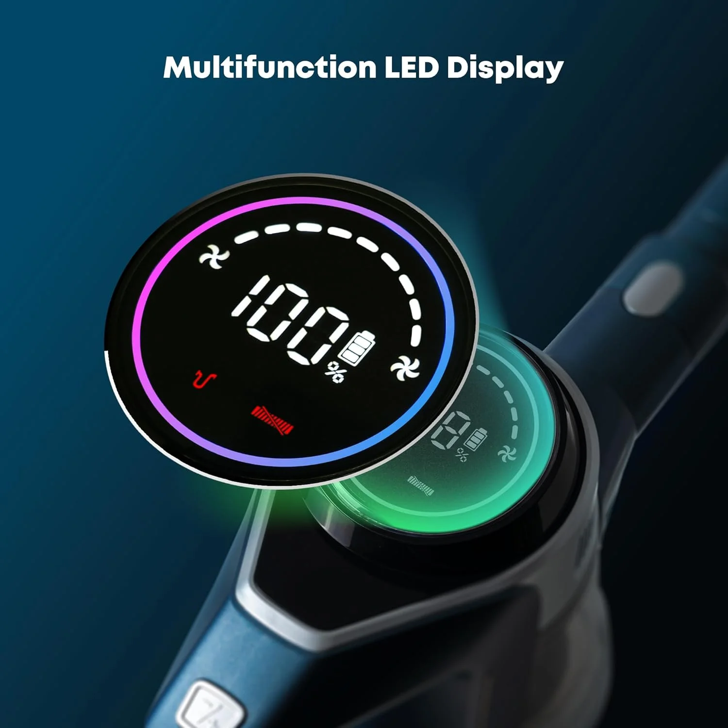 جاروبرقی عصایی شارژی، 220 وات، قدرت مکش 33 کیلو پاسکال، حداکثر 40 دقیقه در حالت سرعت اول، برس ضد گره خوردگی، صفحه نمایش رنگی متحرک، جاروبرقی دستی برای فرش، موی حیوانات خانگی