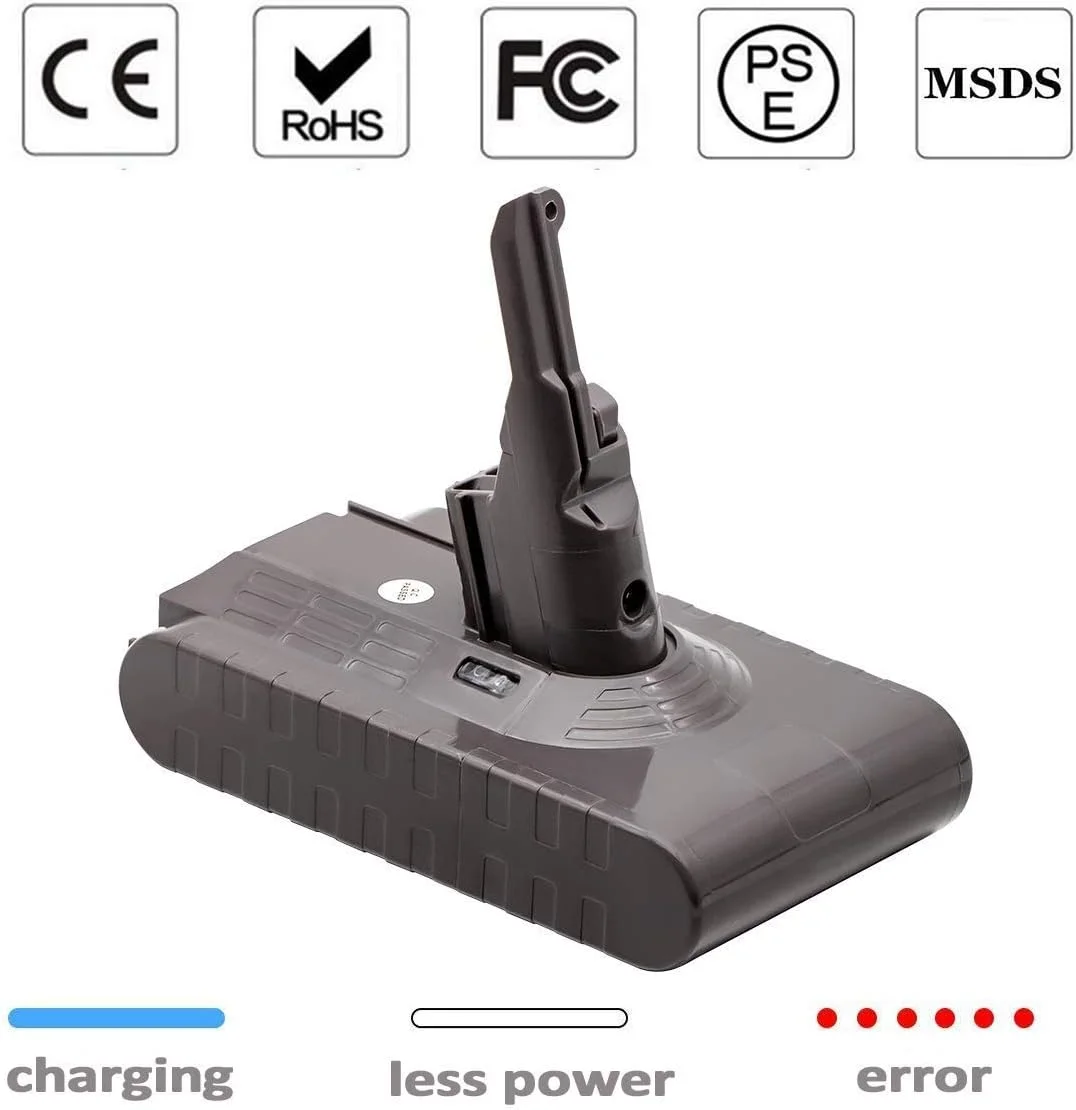 باتری جایگزین 4500 میلی آمپر ساعت 21.6 ولت برای باتری دایسون V8، باتری های لیتیومی جایگزین برای جاروبرقی دایسون V8 SV10 مدل های Absolute V8 Fluffy V8 Animal