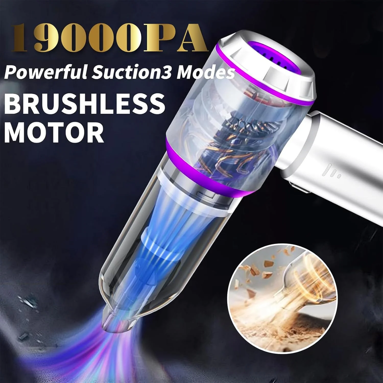 جاروبرقی دستی خودرو VorsiPro، جاروبرقی و گردگیر بادی پرقدرت 19000PA، جاروبرقی کوچک قابل حمل 3 در 1، جاروبرقی دستی 120 واتی پرقدرت برای خودرو، خانه، دفتر، حیوانات خانگی