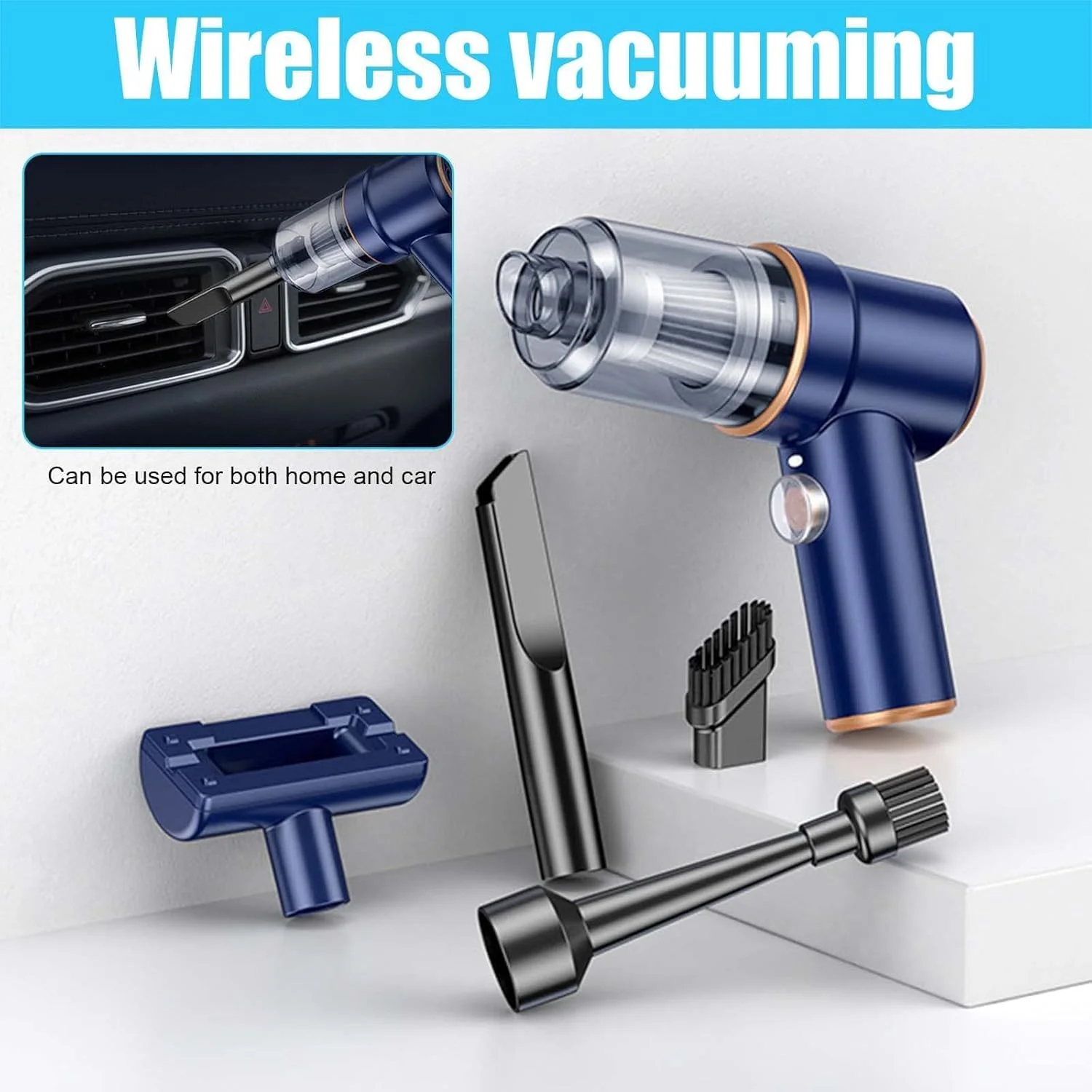 جاروبرقی دستی بی سیم خودرو Winca 8000PA – جاروبرقی کوچک قابل حمل مرطوب و خشک با قابلیت مکش و دمنده 2 در 1 برای تمیز کردن خودرو، خانه، دفتر و موی حیوانات خانگی