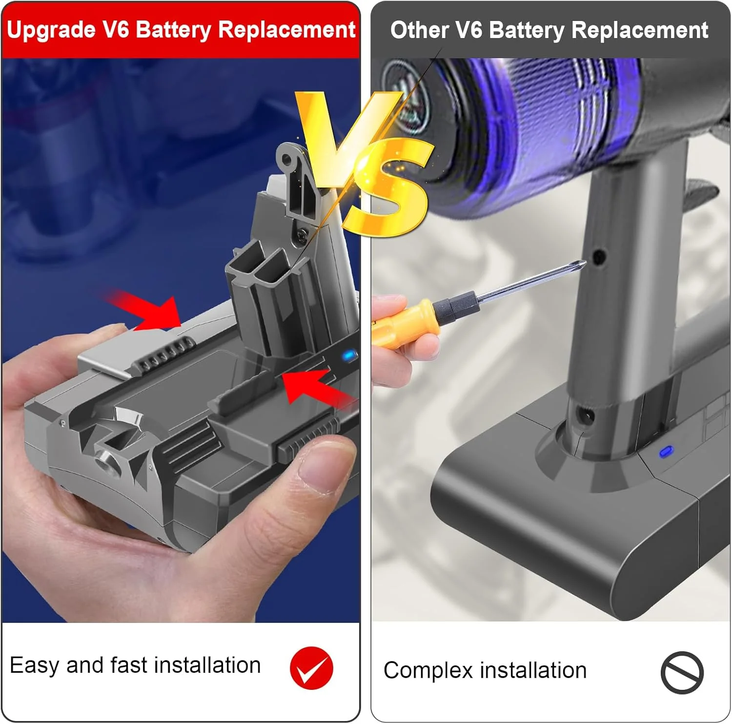 باتری جایگزین ویتلی V6 با ظرفیت 3500mAh برای جاروبرقی های دستی دایسون V6 DC62 DC58 DC59 DC61 DC72 DC74 SV03 SV05 SV06 SV07 SV09