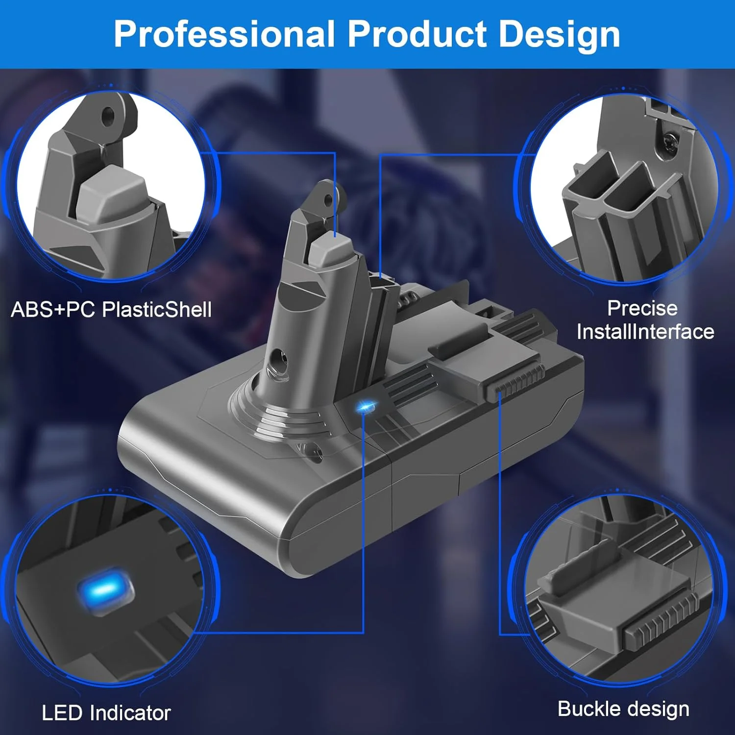 باتری جایگزین ویتلی V6 با ظرفیت 3500mAh برای جاروبرقی های دستی دایسون V6 DC62 DC58 DC59 DC61 DC72 DC74 SV03 SV05 SV06 SV07 SV09