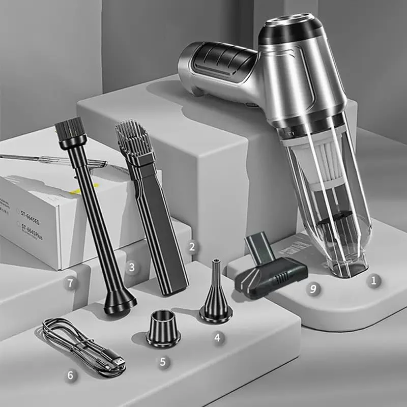 جاروبرقی دستی بی سیم 2 در 1 - جاروبرقی و دمنده قابل حمل پرقدرت برای خودرو و خانه - مکش قوی، استفاده مرطوب/خشک، سبک و جمع و جور - شامل سر برس گردگیری - ایده آل برای صاحبان حیوانات خانگی