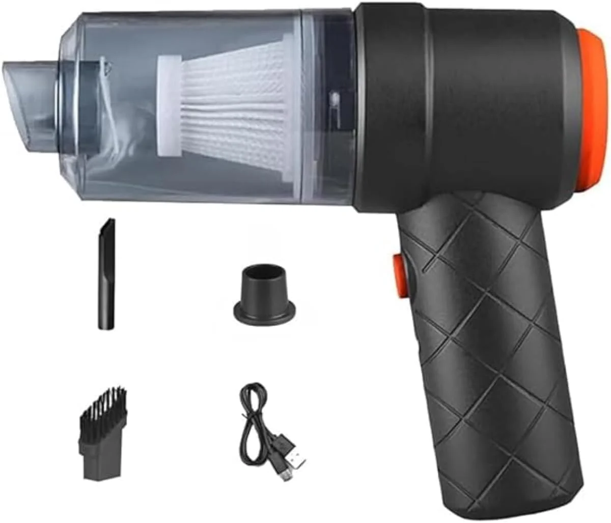 جاروبرقی و دمنده 2 در 1 خودرو، بی سیم، قابل شارژ، قابل حمل، جاروبرقی دستی کوچک قدرتمند، مکش قوی برای تمیز کردن مرطوب/خشک، عملکرد بی صدا، قابل شارژ با USB-C، ایده آل برای خودرو، خانه