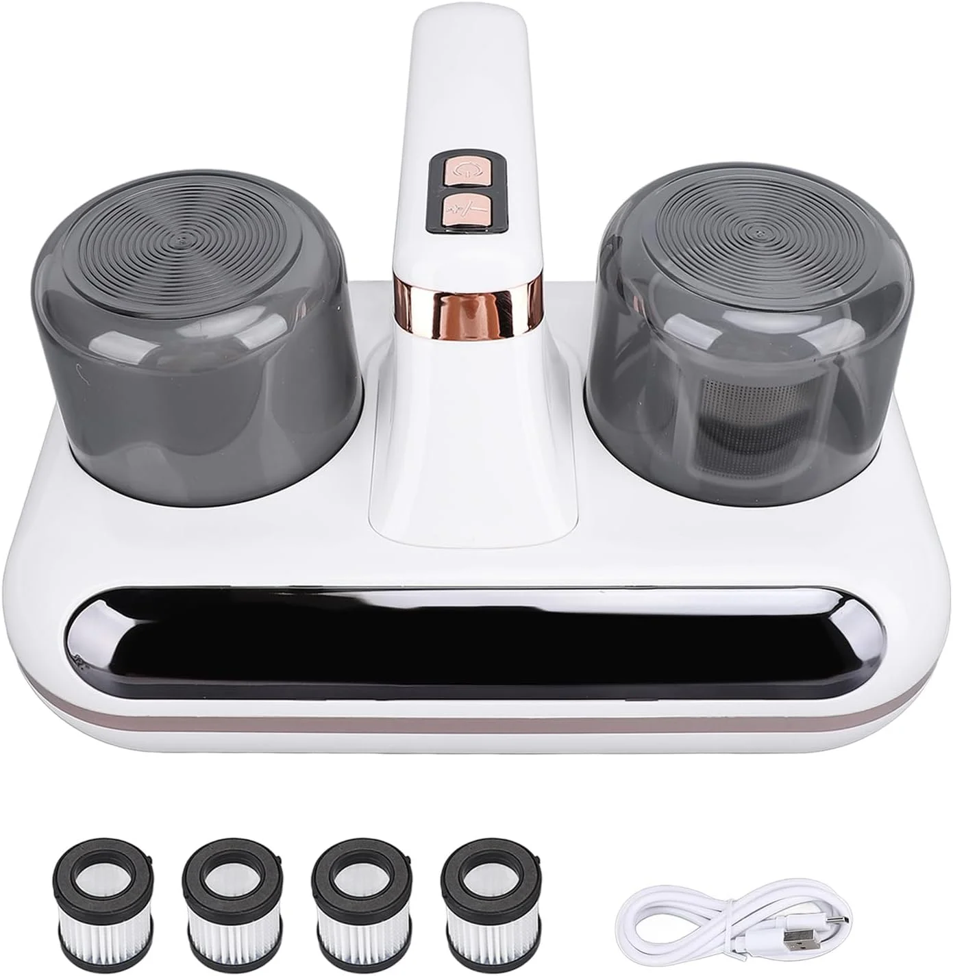 جاروبرقی دستی تخت خواب Wisoqu، جاروبرقی تشک دستی با مکش قوی 16Kpa با نور فرابنفش، امواج فراصوت، 4 فیلتر قابل شستشو، باتری لیتیومی 1800mAh، برای تمیز کردن عمیق