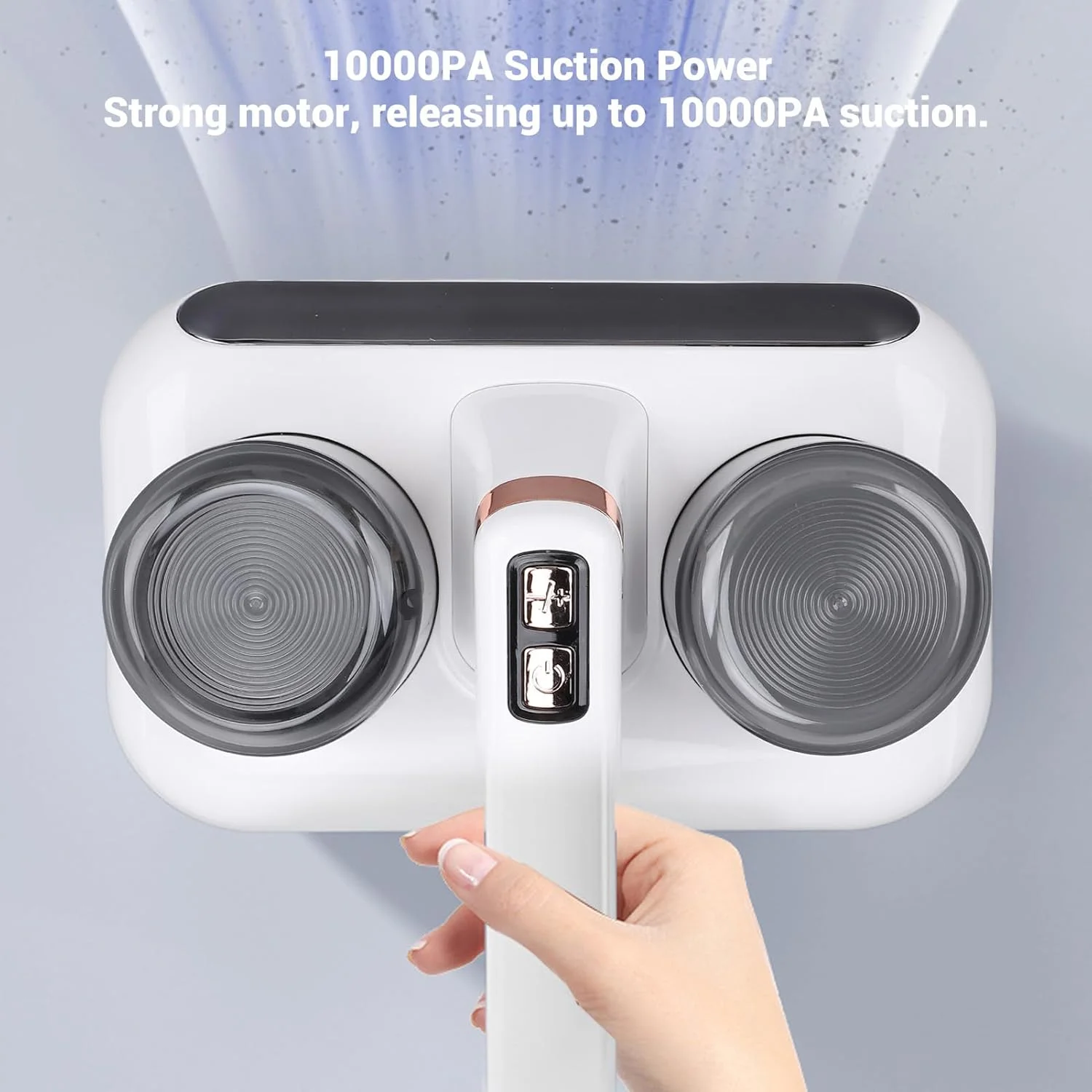 جاروبرقی دستی تخت خواب Wisoqu، جاروبرقی تشک دستی با مکش قوی 16Kpa با نور فرابنفش، امواج فراصوت، 4 فیلتر قابل شستشو، باتری لیتیومی 1800mAh، برای تمیز کردن عمیق