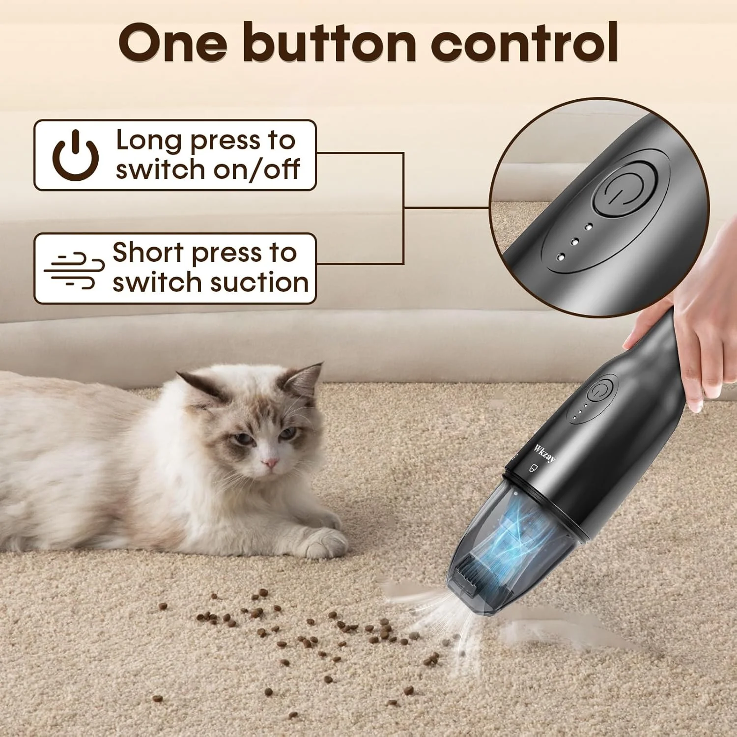 جاروبرقی دستی شارژی برای منزل - مکش قوی 16000Pa، شارژ سریع USB-C، موتور براشلس کم صدا، سبک و کوچک، عالی برای تمیز کردن سریع آپارتمان