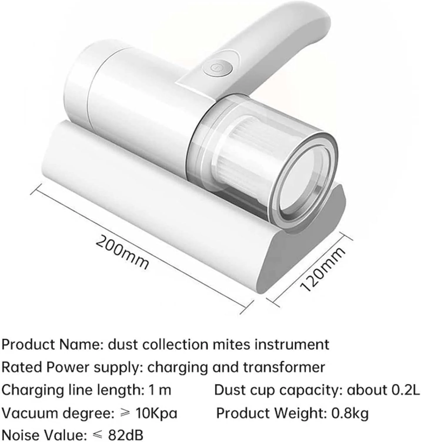 جاروبرقی بی‌سیم Wolfmoutiy با قابلیت ضربه‌زنی، جاروبرقی دستی تشک با قدرت 10kpa - از بین برنده ذرات گرد و غبار، جاروبرقی فرابنفش برای تخت/تشک/بالش/پارچه/مبل/موهای حیوانات خانگی، سفید