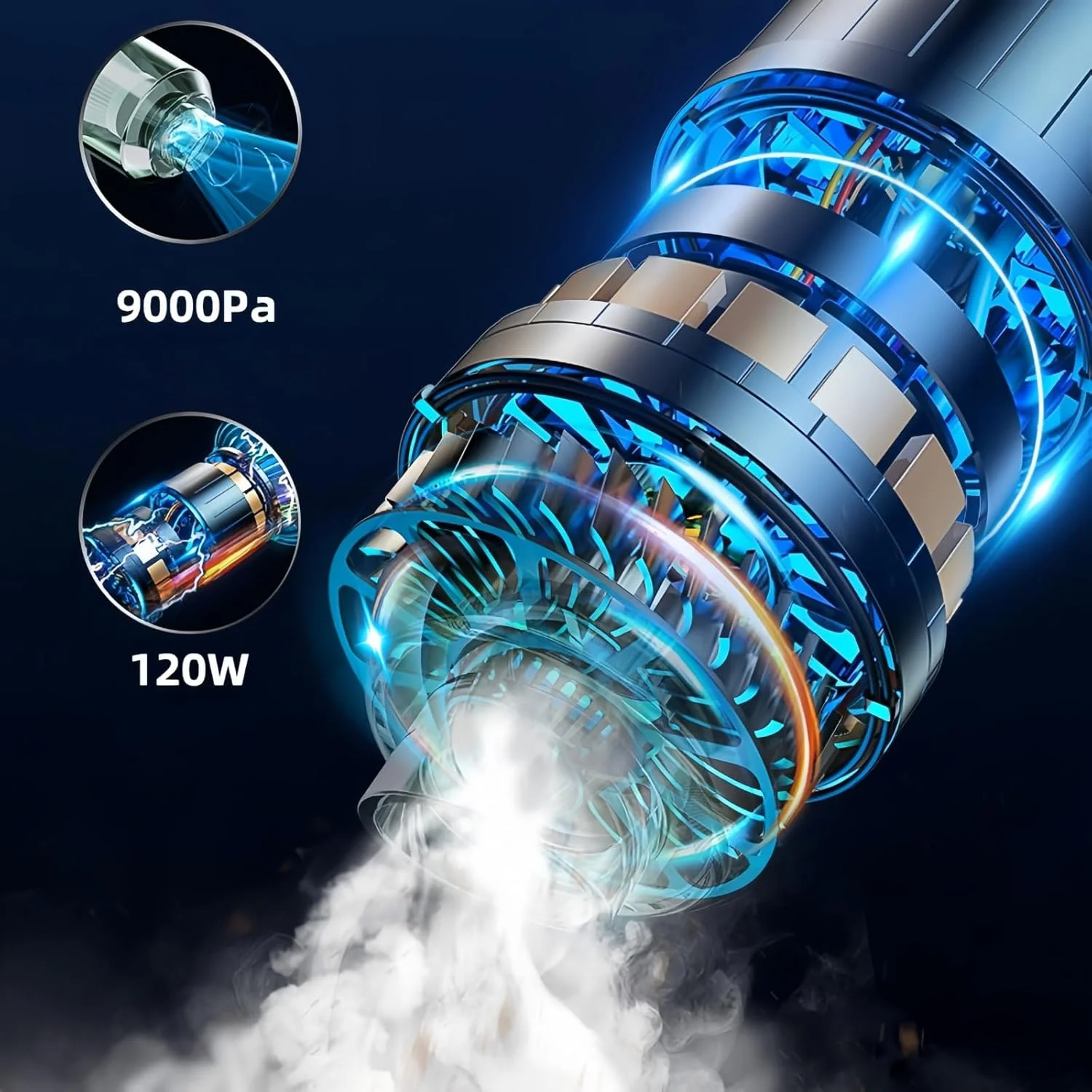 جاروبرقی دستی شارژی قابل حمل با قدرت مکش 9000 پاسکال، ظرفیت 400 میلی‌لیتر، برای تمیز کردن سریع و آسان، 0.48 کیلوگرم، سفید